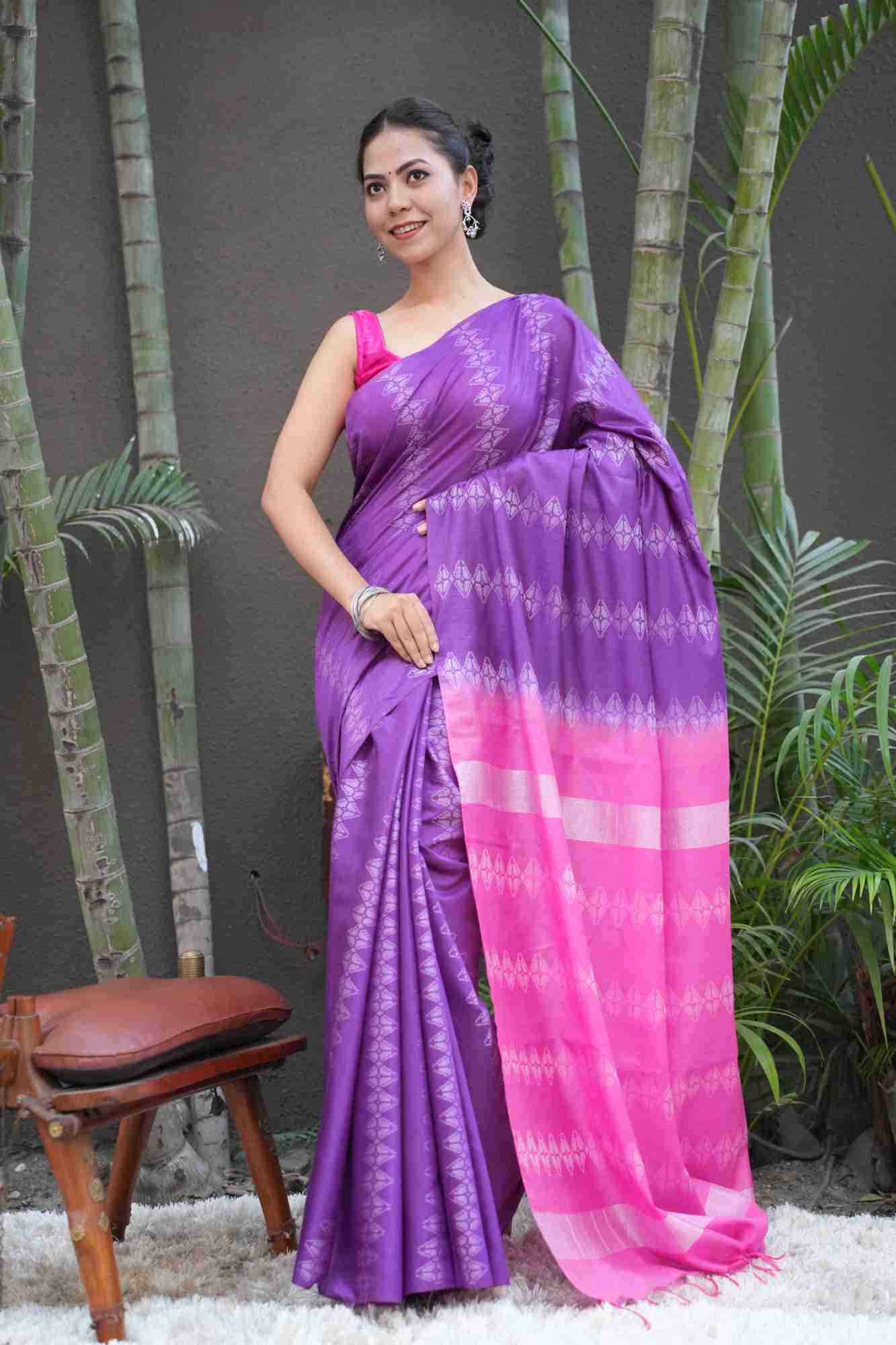 Beautiful Dual Tone With Resham weaving all over Wrap in 1 minute saree