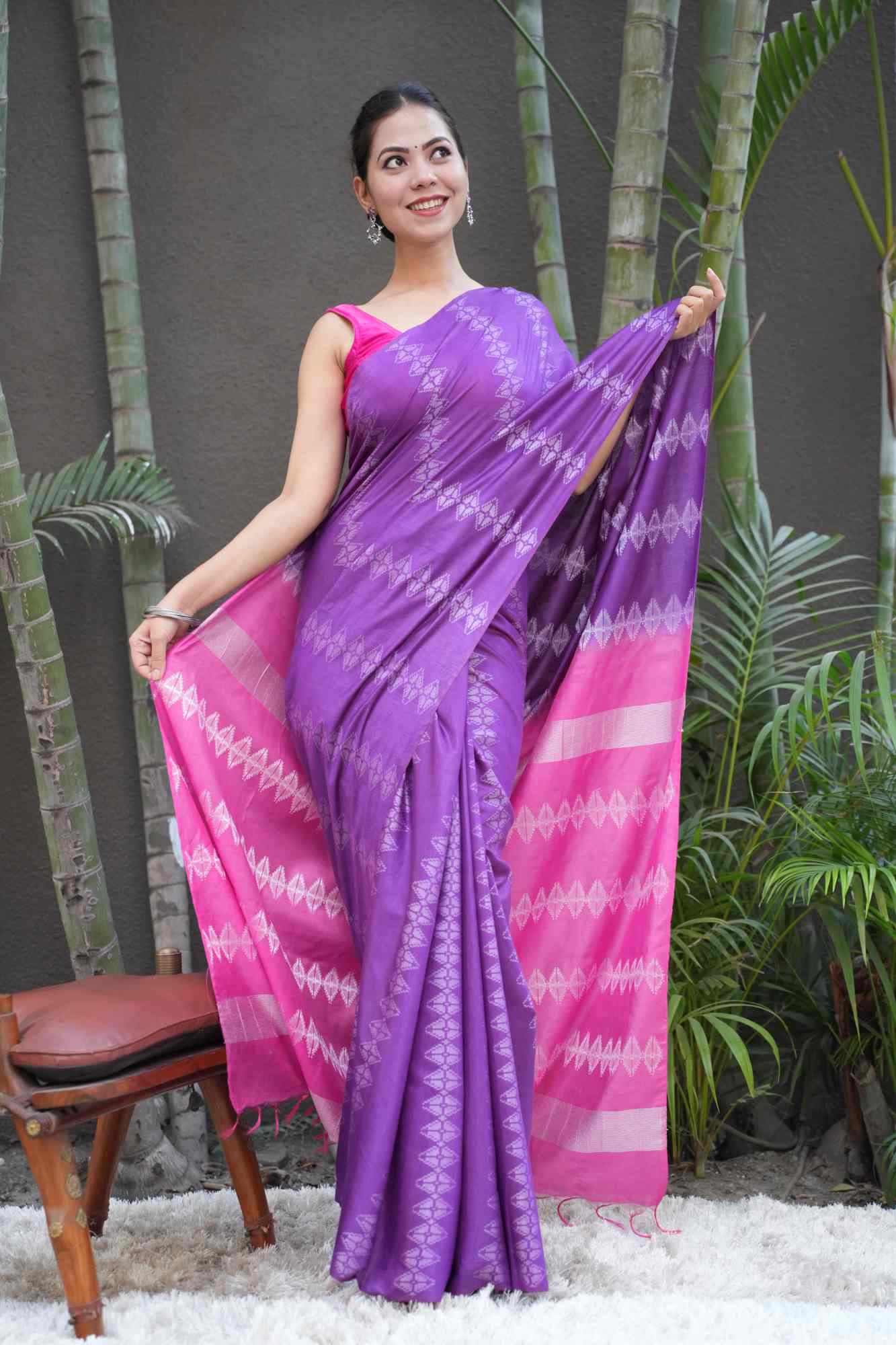 Beautiful Dual Tone With Resham weaving all over Wrap in 1 minute saree