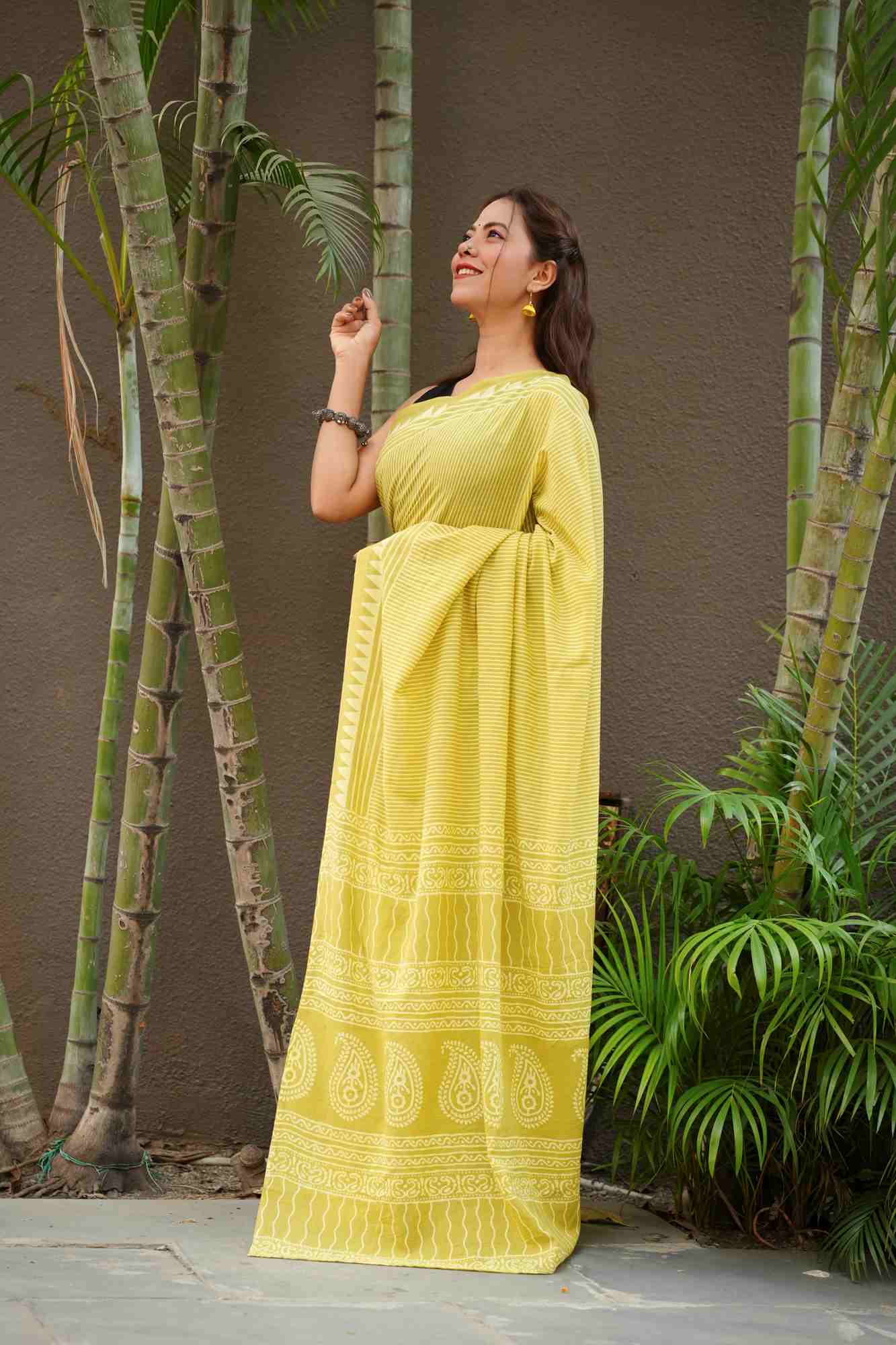 Mulmul vegetable dye stitched ready to wear saree