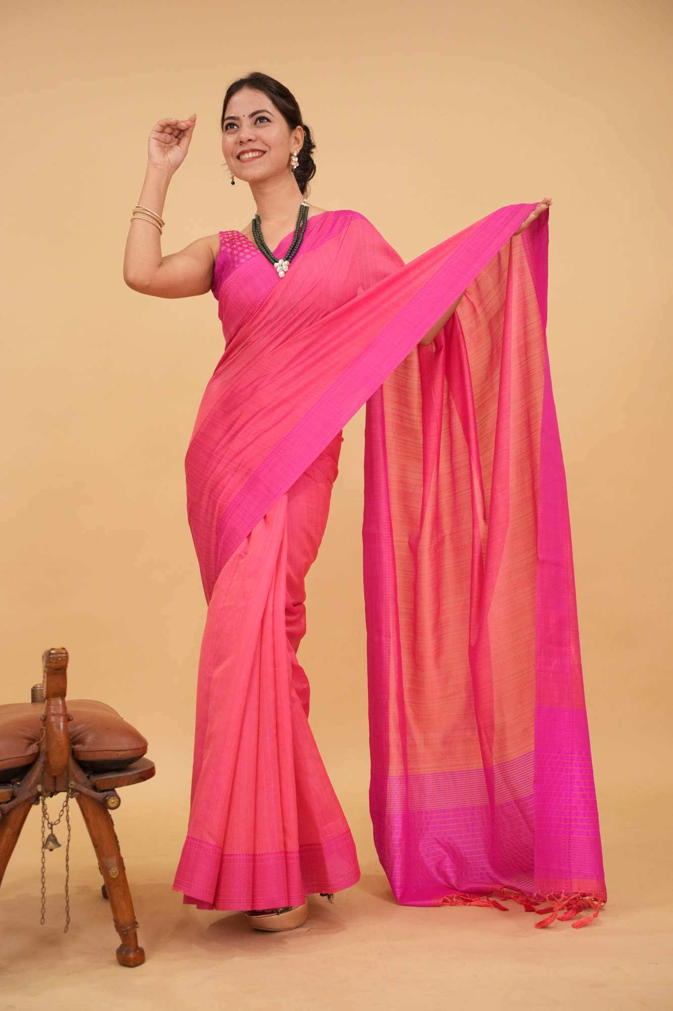 Kanjeevaram woven soft raw silk soft on skin With Tassels On Palla Ready To Wear Saree