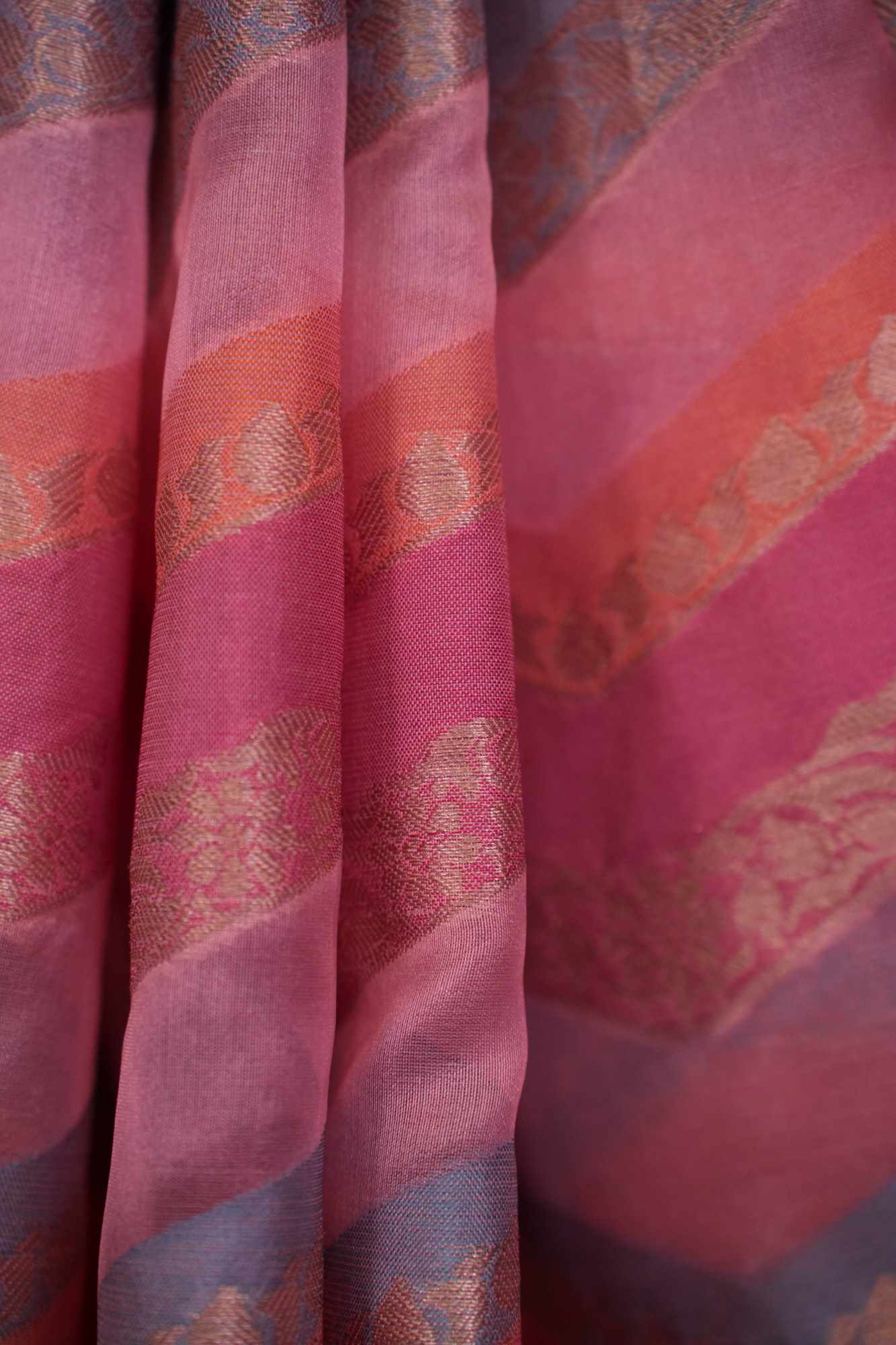 Kanjivaram Organza Soft Silk Golden Zari weaving predraped ready to wear saree