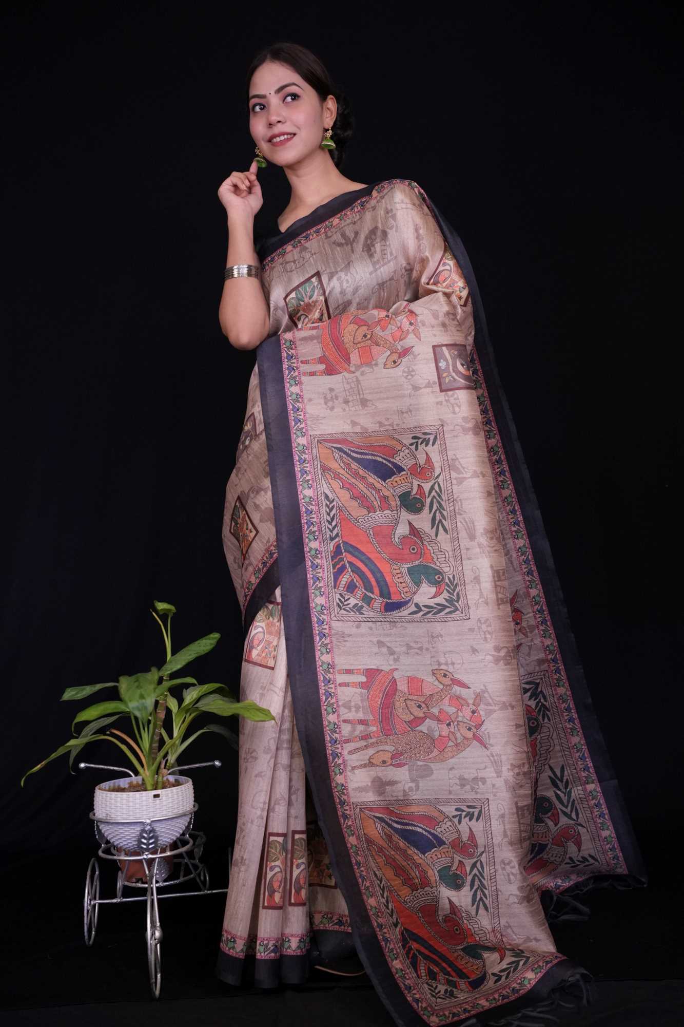 Exquisite Kalamkari All Over with Luxurious Pallu Predraped Ready to wear saree