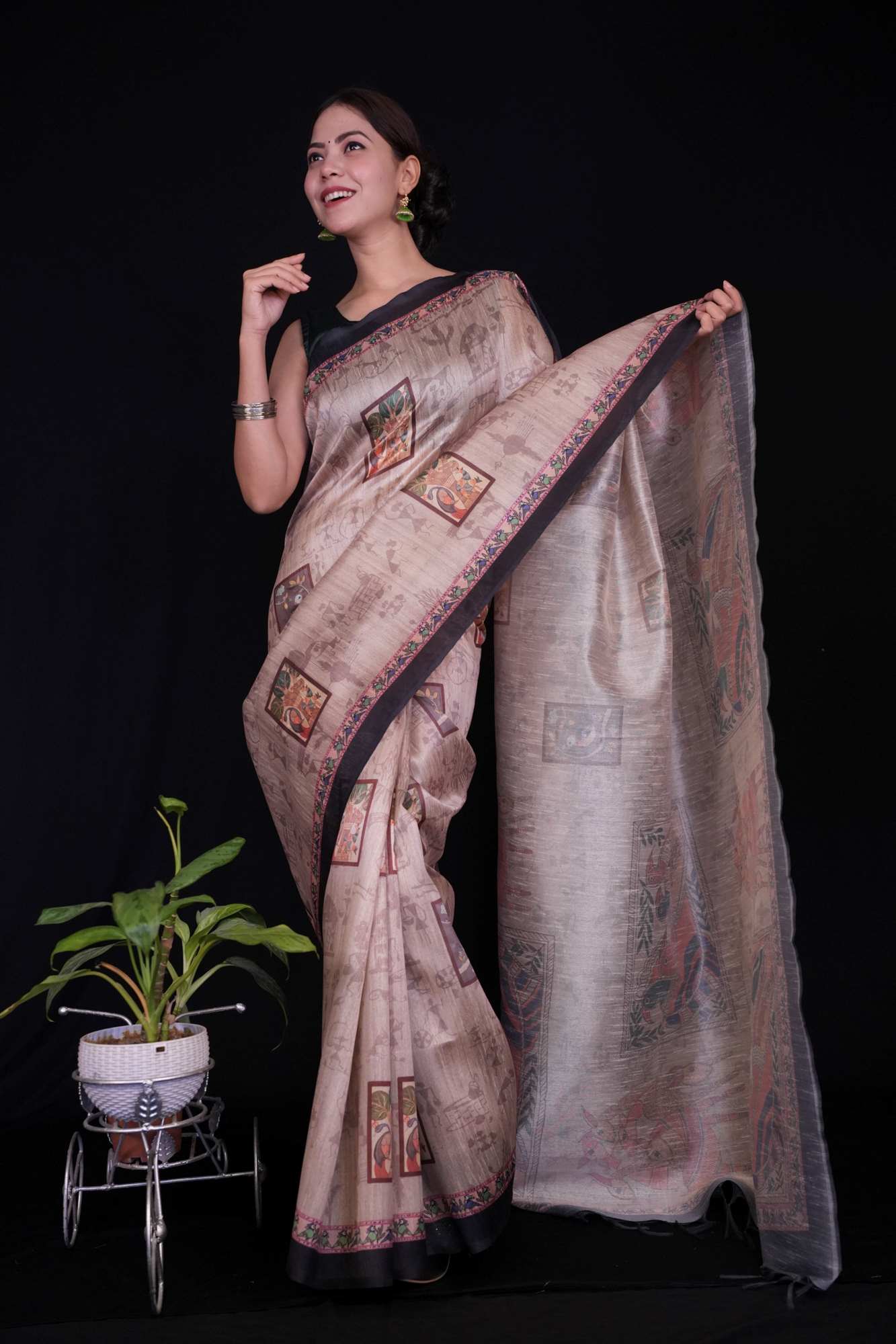 Exquisite Kalamkari All Over with Luxurious Pallu Predraped Ready to wear saree