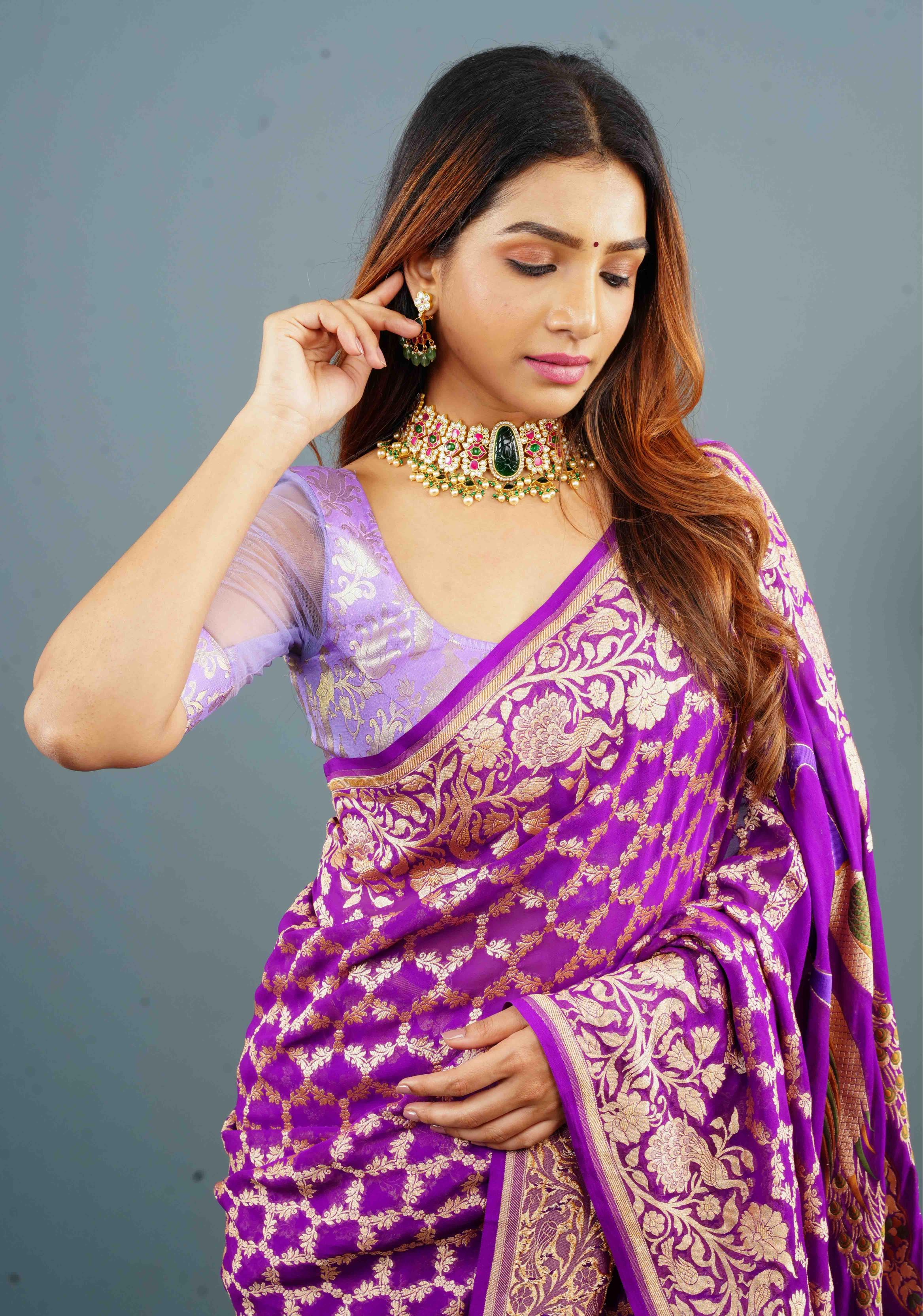 Traditional Jadau Kundan Choker Set With Dangling Pearls And Matching Earrings | SHOBITAM