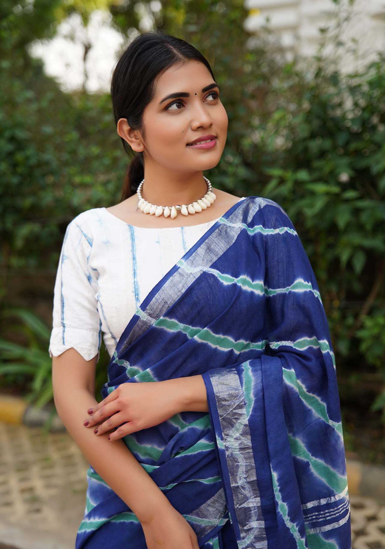Blue Sanganeri Printed Leheriya Soft Bagru cotton Wrap in 1 minute saree