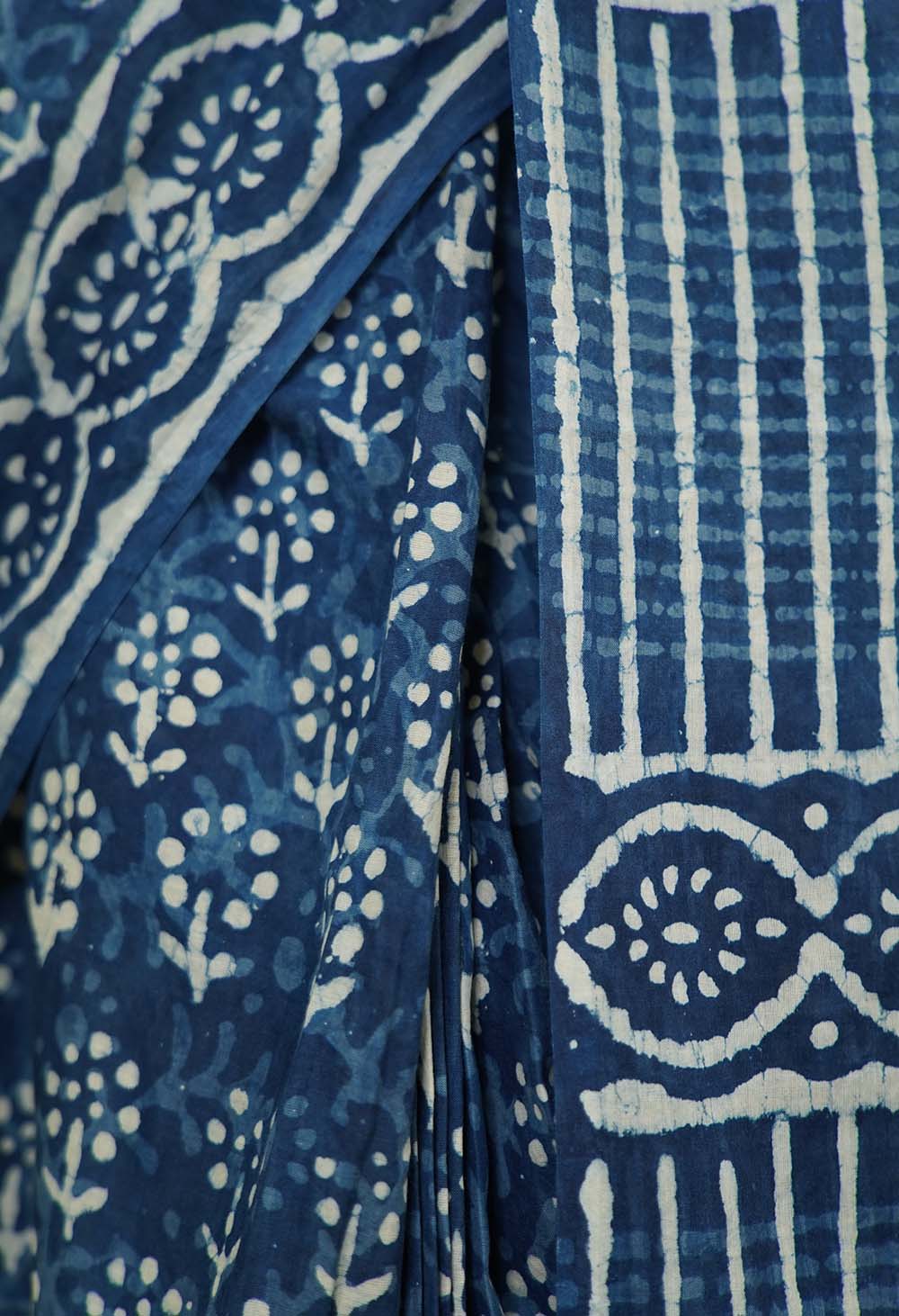 Pre stitched saree Indigo Handblock Print mulmul one minute saree