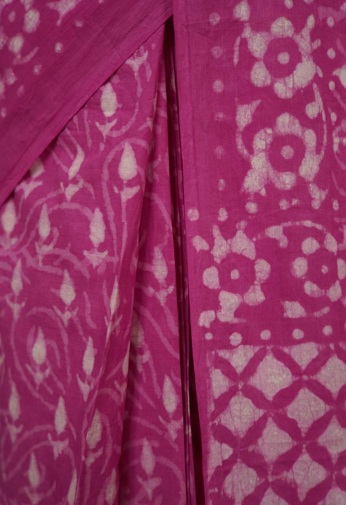Paint the town pink with summery handblock print mulmul ready to wear saree