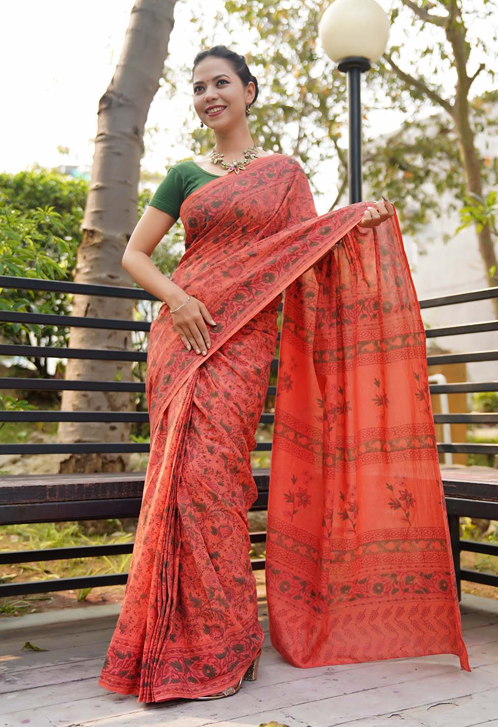 Regal summer saree Jaipuri Sanganeri mulmul ready to wear saree