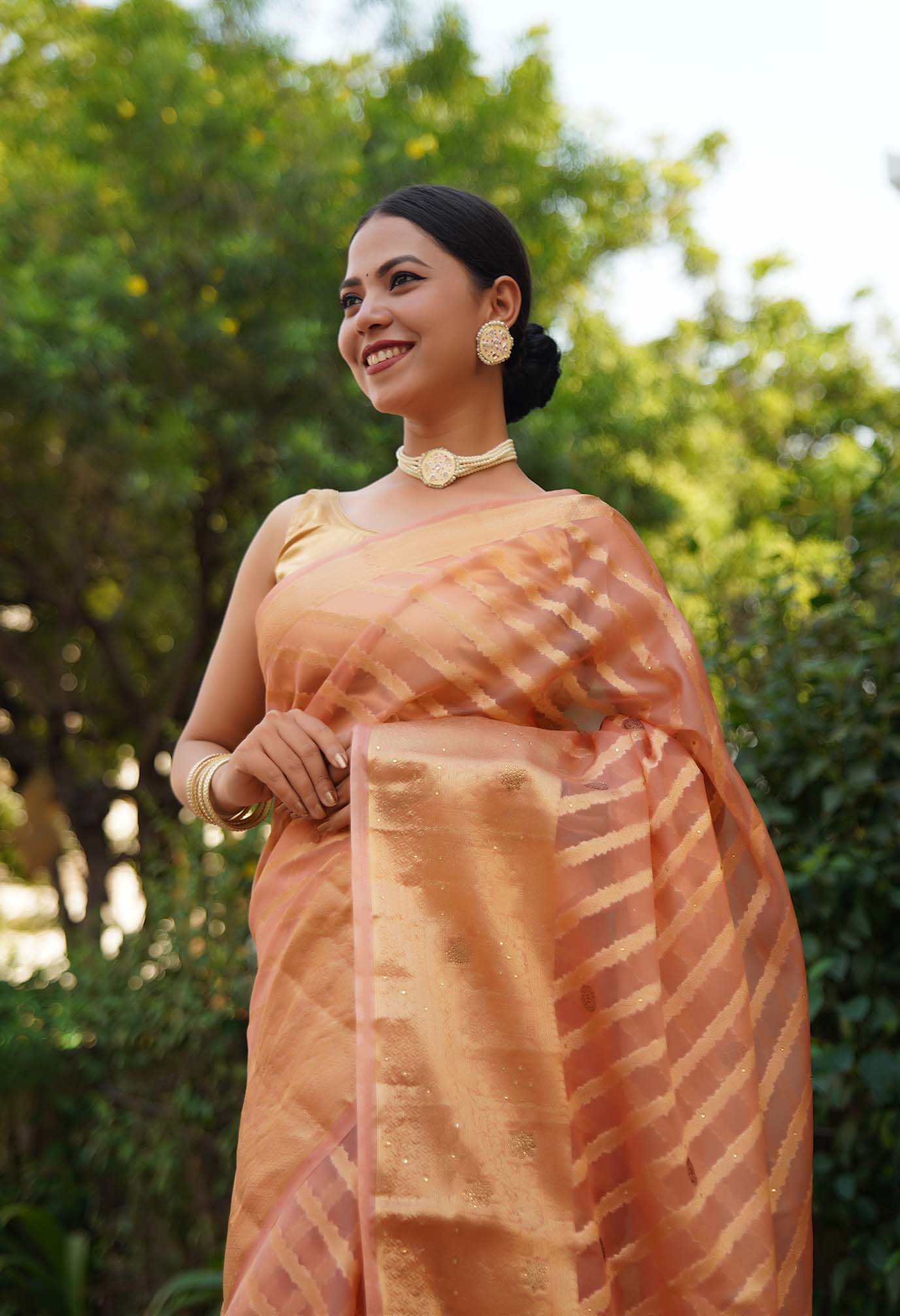 Classy Organza Silk With Zari woven  jacquard  border With Sequin Embellished  Wrap in 1 minute saree