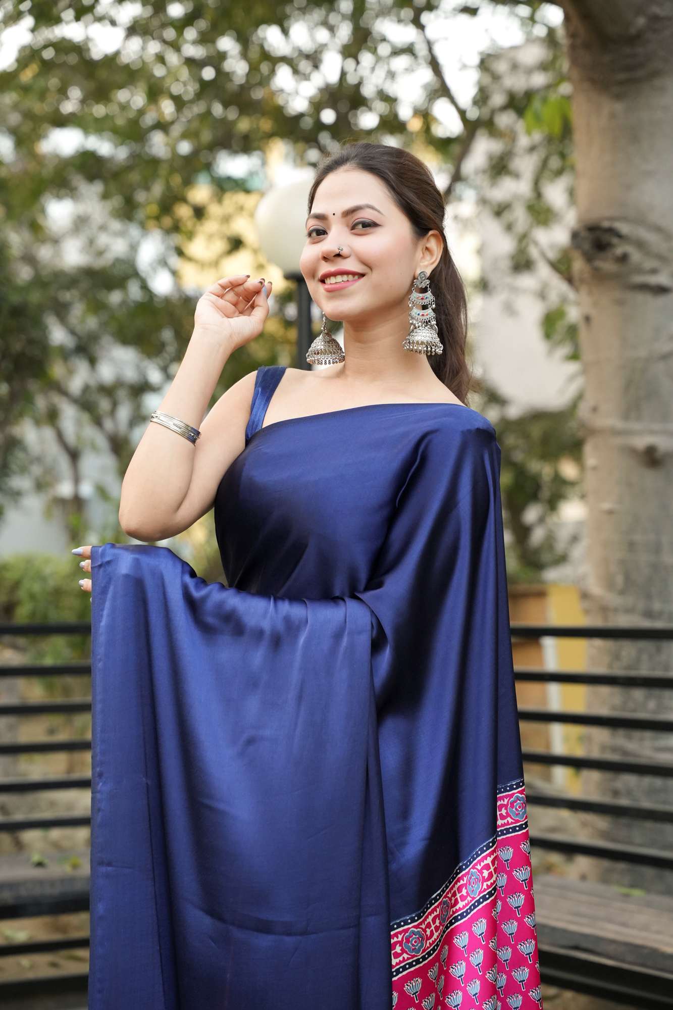 Half and Half Soft Crepe Satin Silk Ready-to-Wear Saree