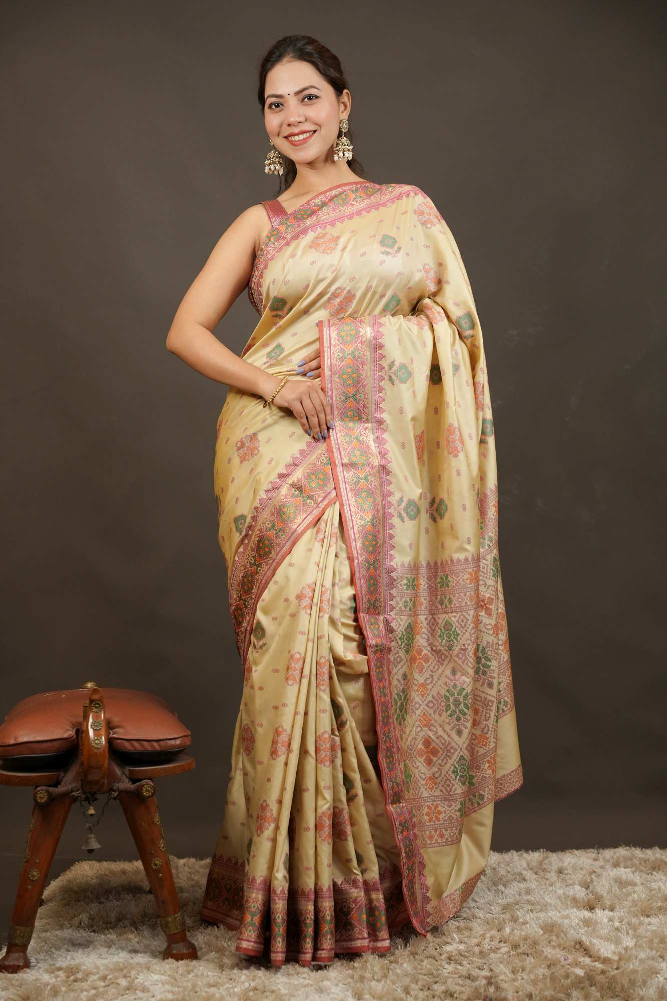 Bengal silk with meenakari weave Ready-to-Wear Saree