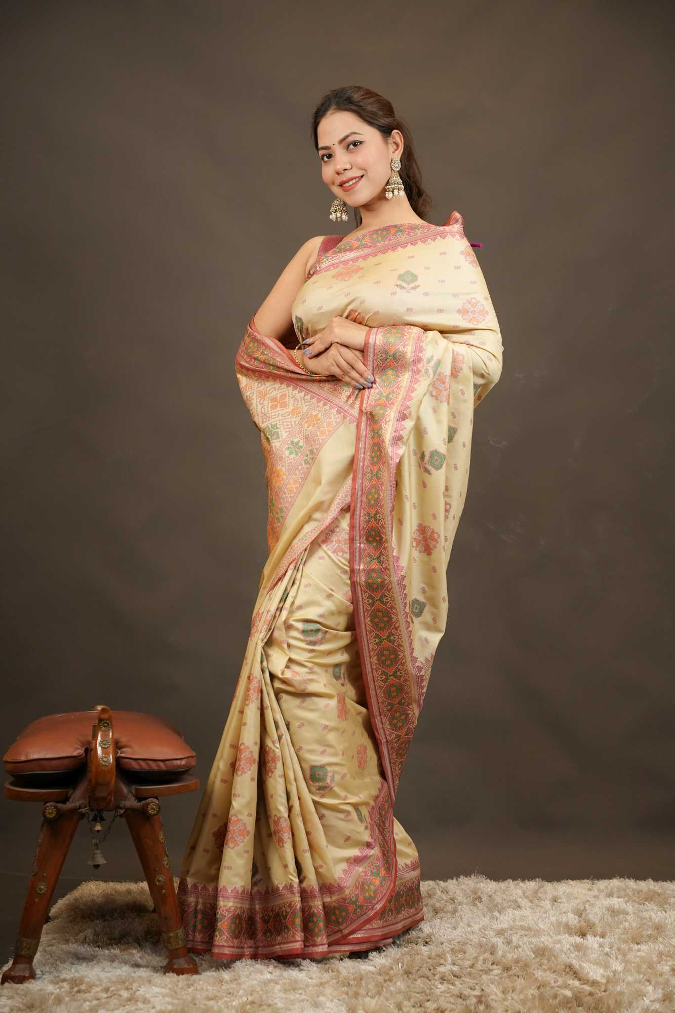 Bengal silk with meenakari weave Ready-to-Wear Saree