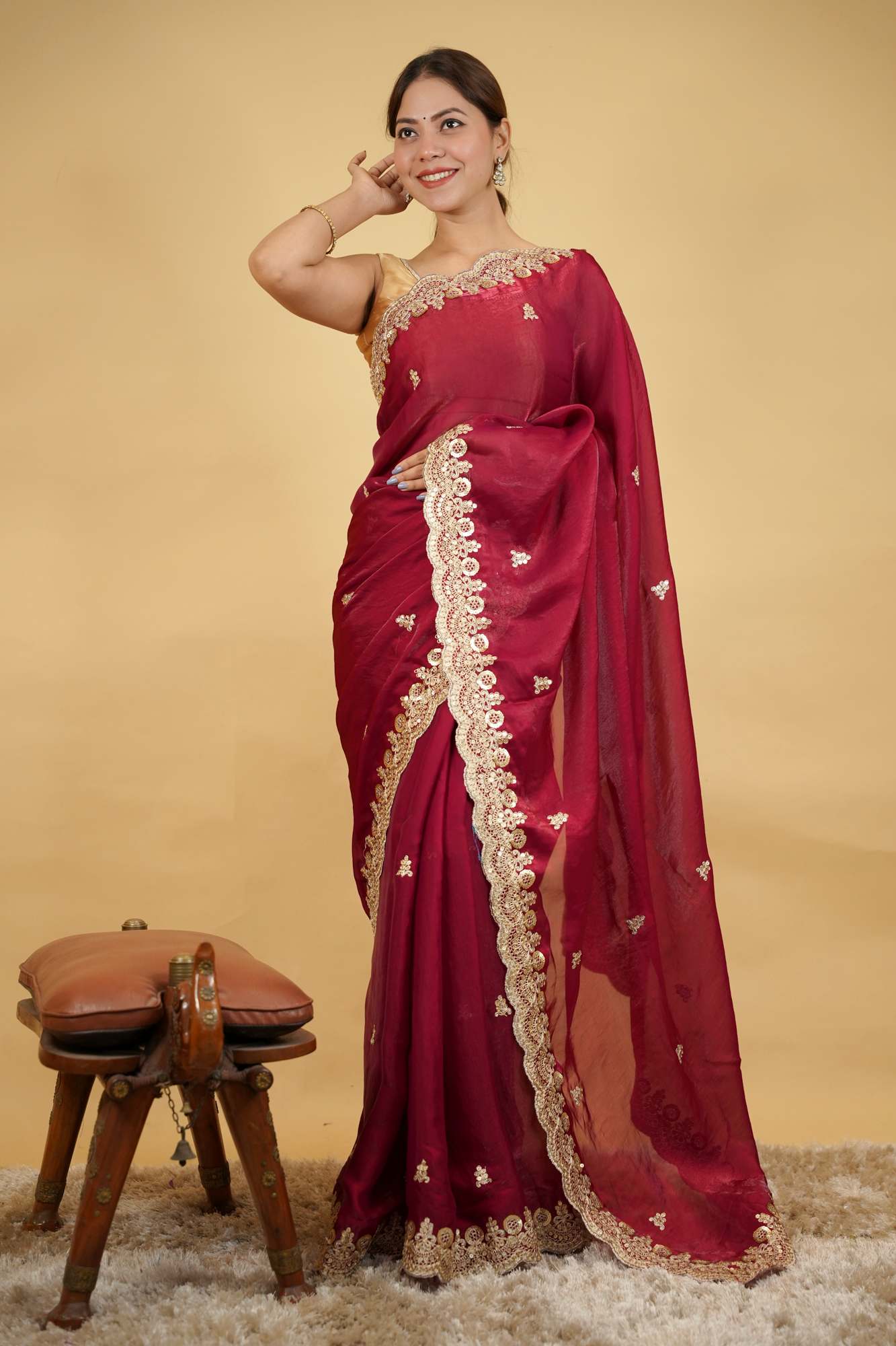 Chiffon Silk with Elegant Embroidered Border Ready to Wear Saree