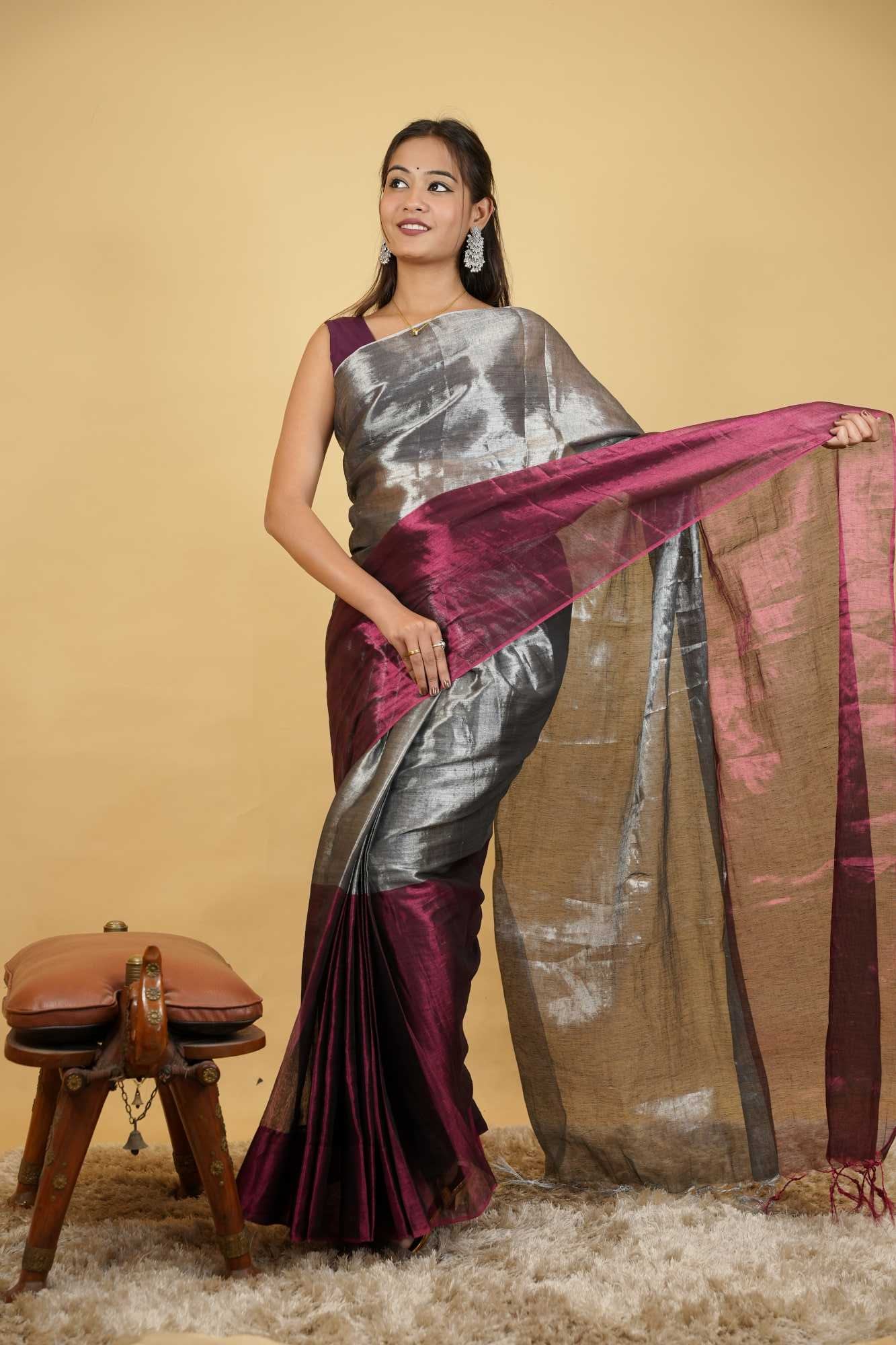 Tiisue Silk Dabal Ton Ready To Wear Saare