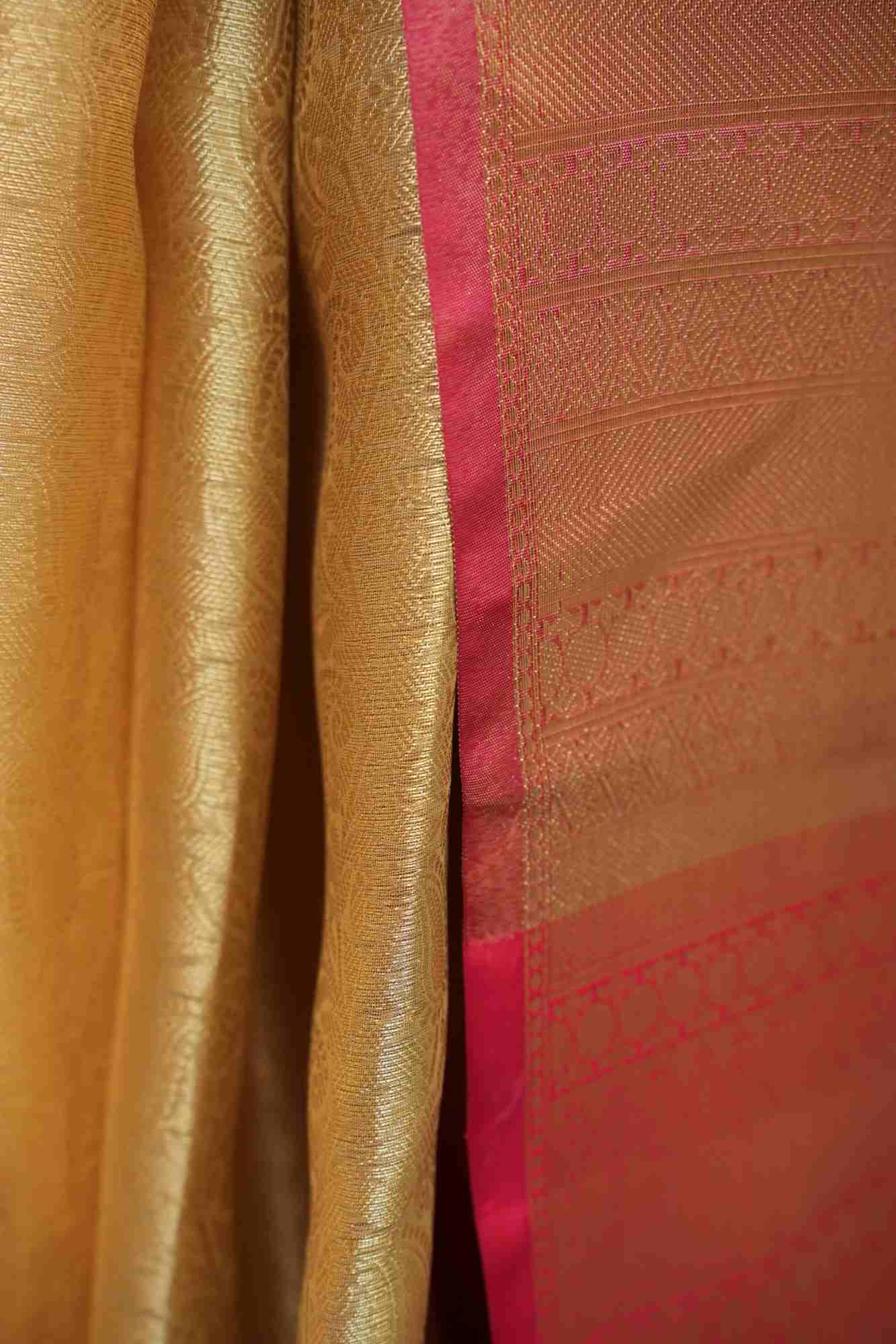 Wedding Kanjiavaram Beige Ready to Wear Saree with rich pallu