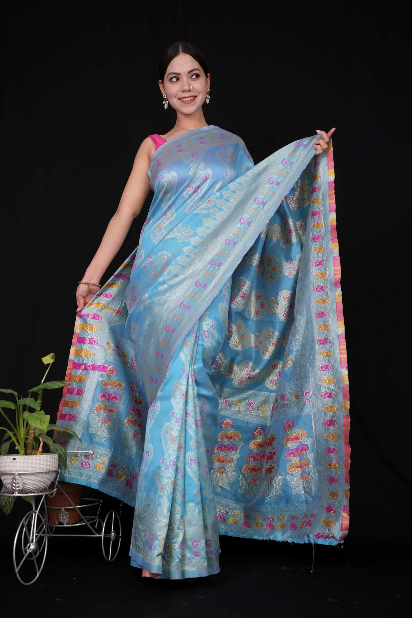 Banarasi Predraped Rich woven and ornate pallu ready to wear saree