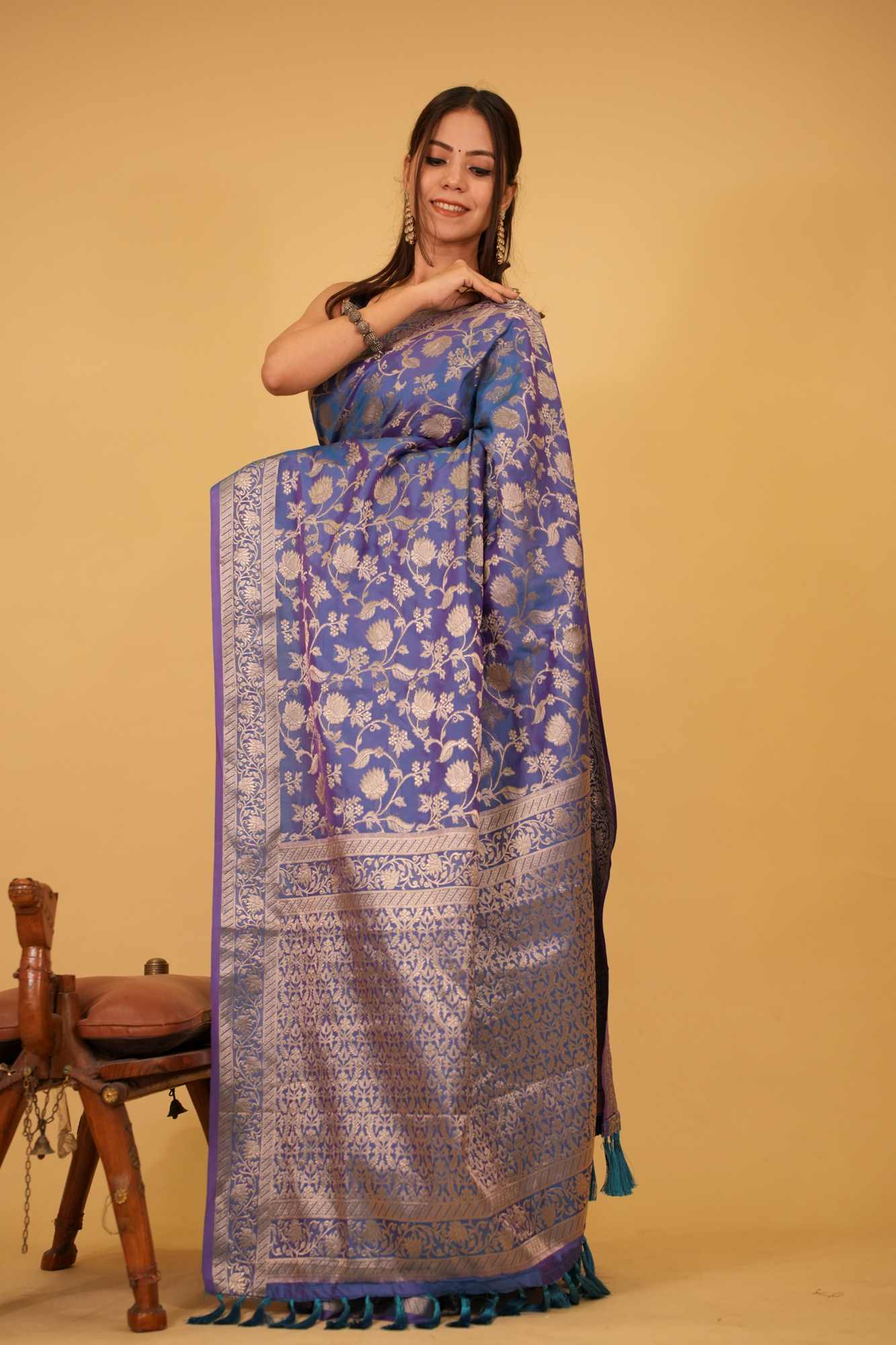 Rich Banarasi With Heavy Zari Jaal Woven & Ornate Palla Ready To Wear Saree