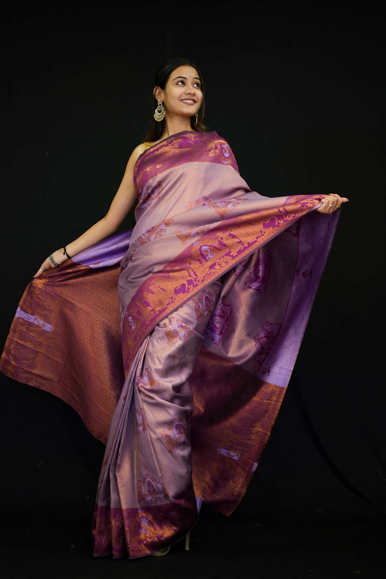 Premium soft silk Pallaku Design Border Effortless Elegance in a One-Minute Saree