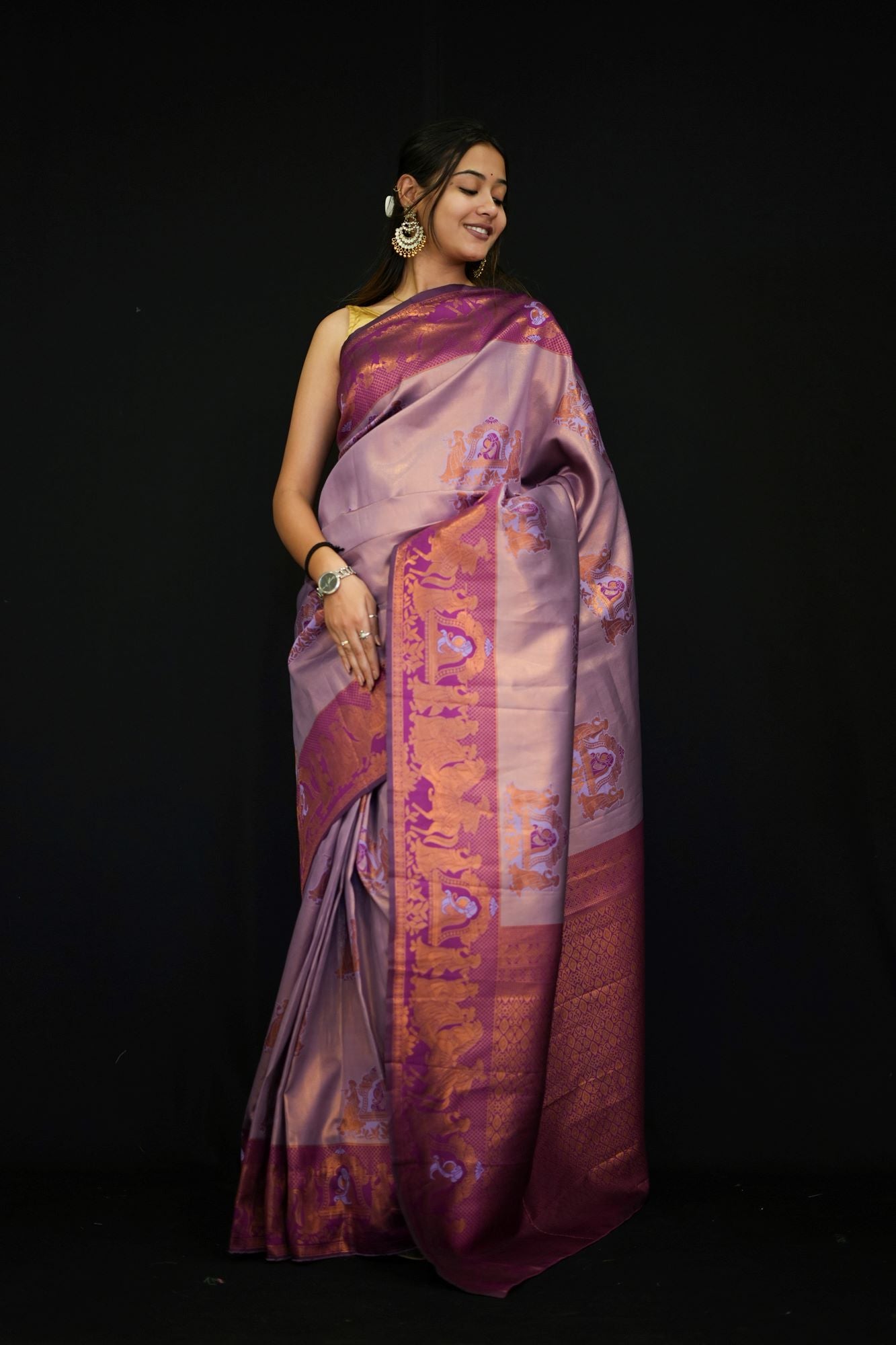 Premium soft silk Pallaku Design Border Effortless Elegance in a One-Minute Saree