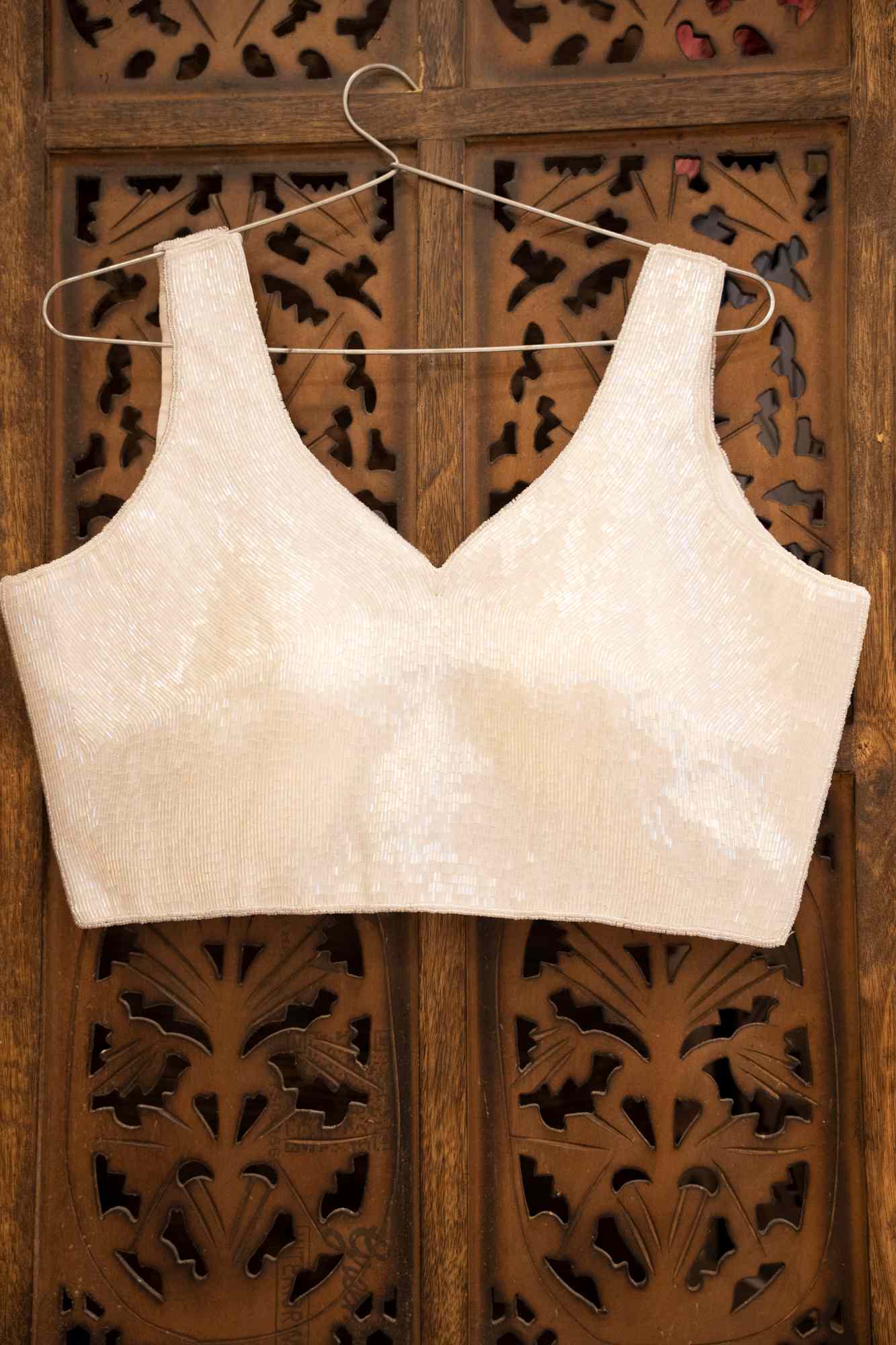 White Hand-Embellished Designer Blouse