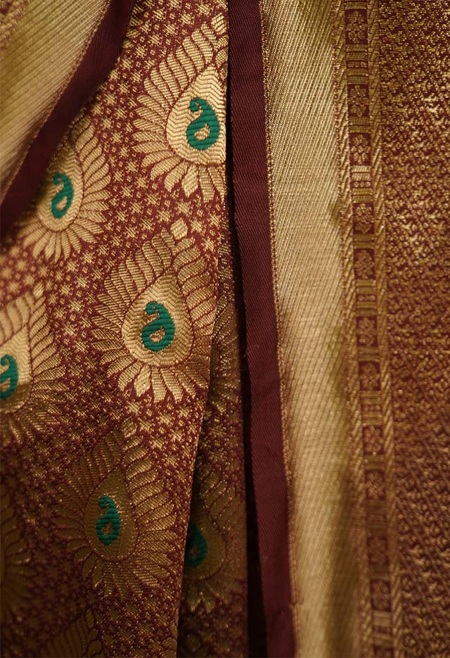 Wedding Rich look Banarasi Zari Woven With jacquard Paisley work Wrap in one minute saree