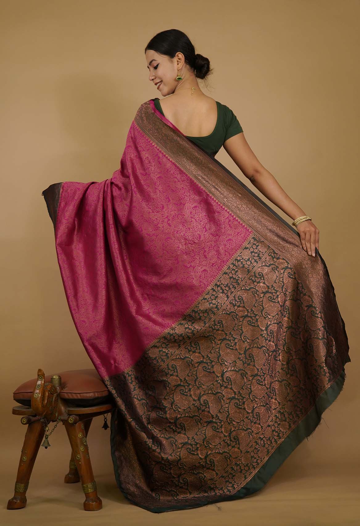 Ready to Wear saree Rich Kanjivaram self weaving pattu Border Wrap in 1 minute saree