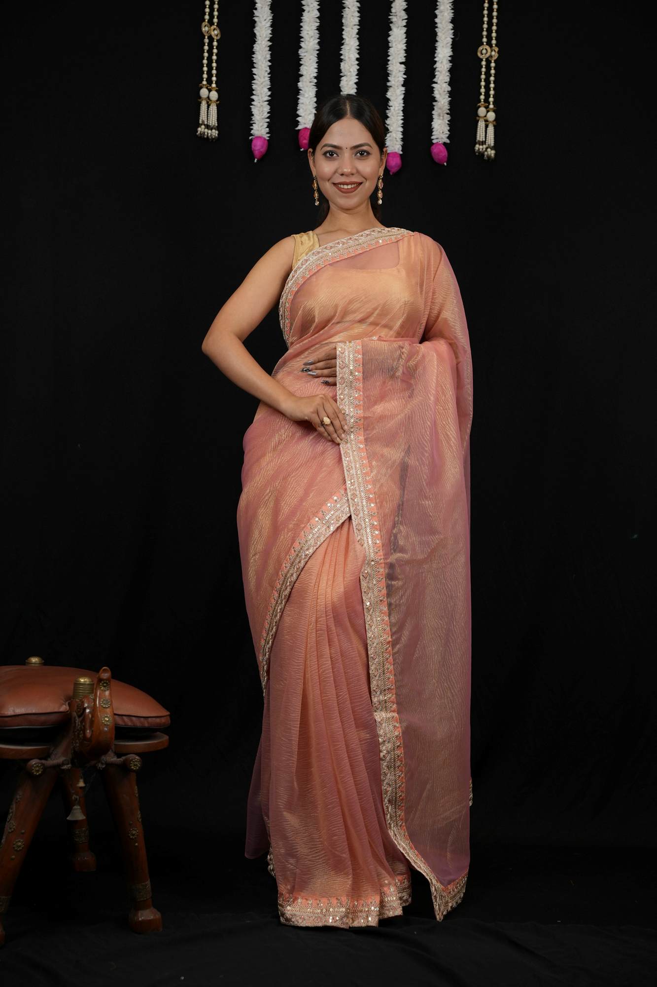 Beautiful Sequance and Dori Embroidery work ready to wear saree