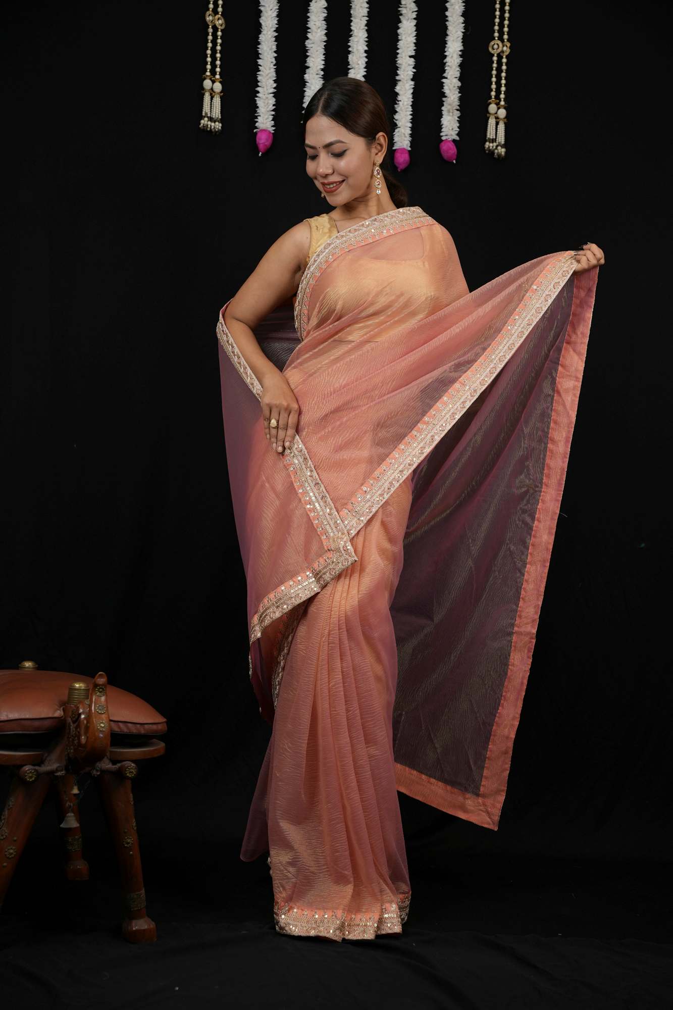 Beautiful Sequance and Dori Embroidery work ready to wear saree