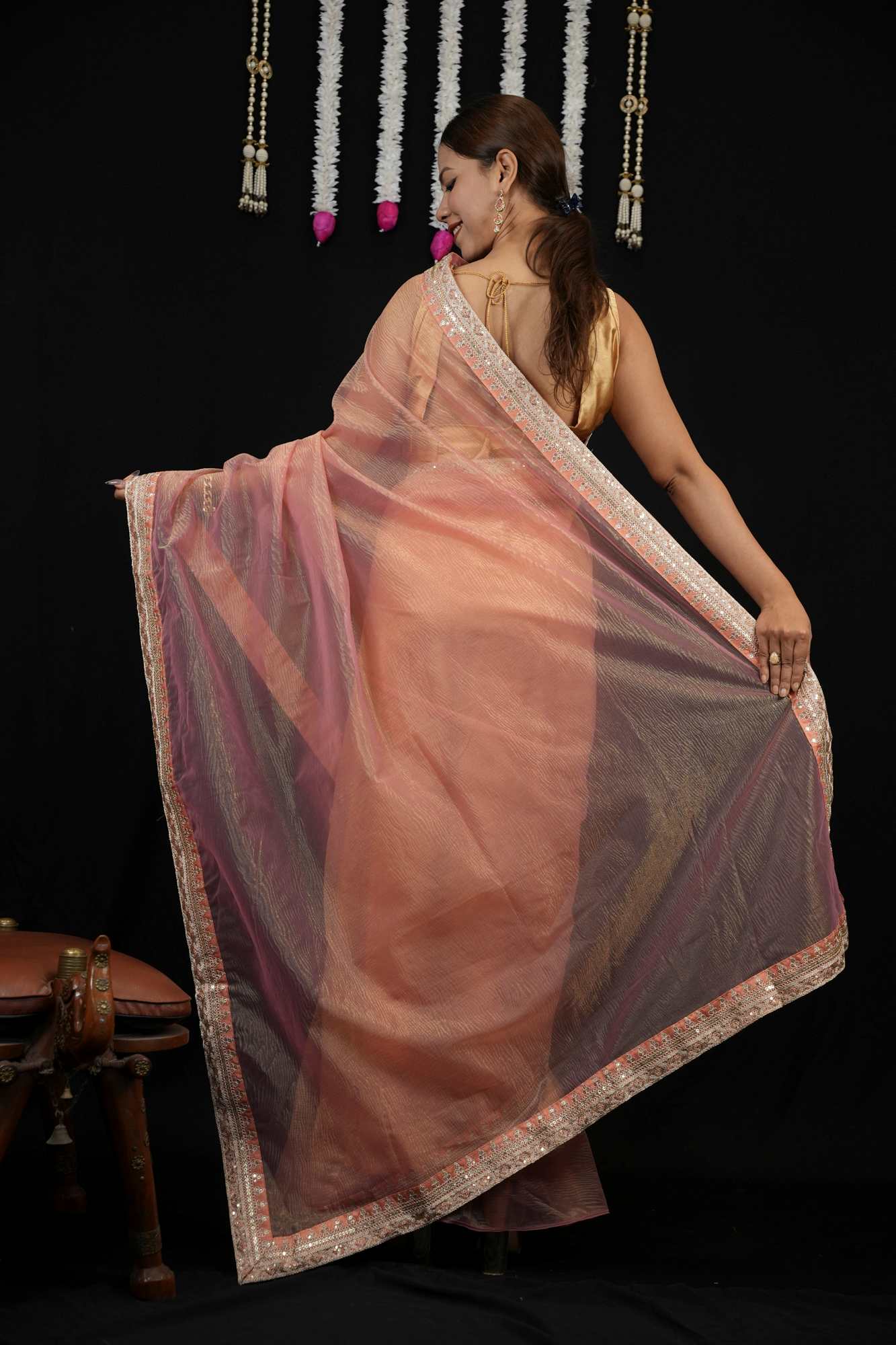 Beautiful Sequance and Dori Embroidery work ready to wear saree