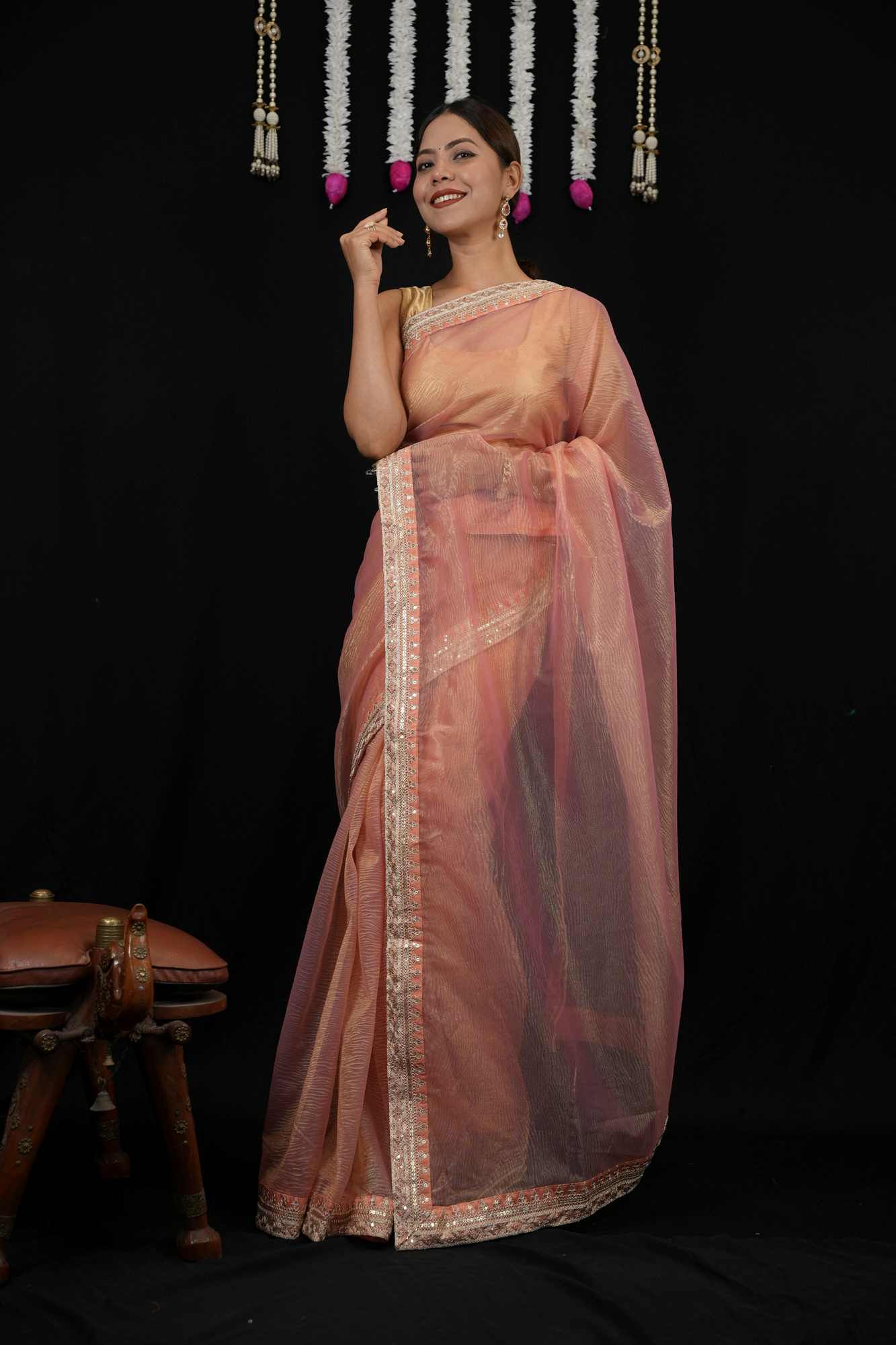 Beautiful Sequance and Dori Embroidery work ready to wear saree