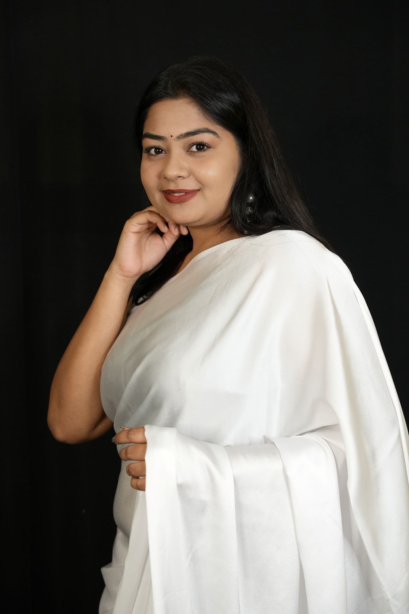 White Satin Wrap In One Minute Saree