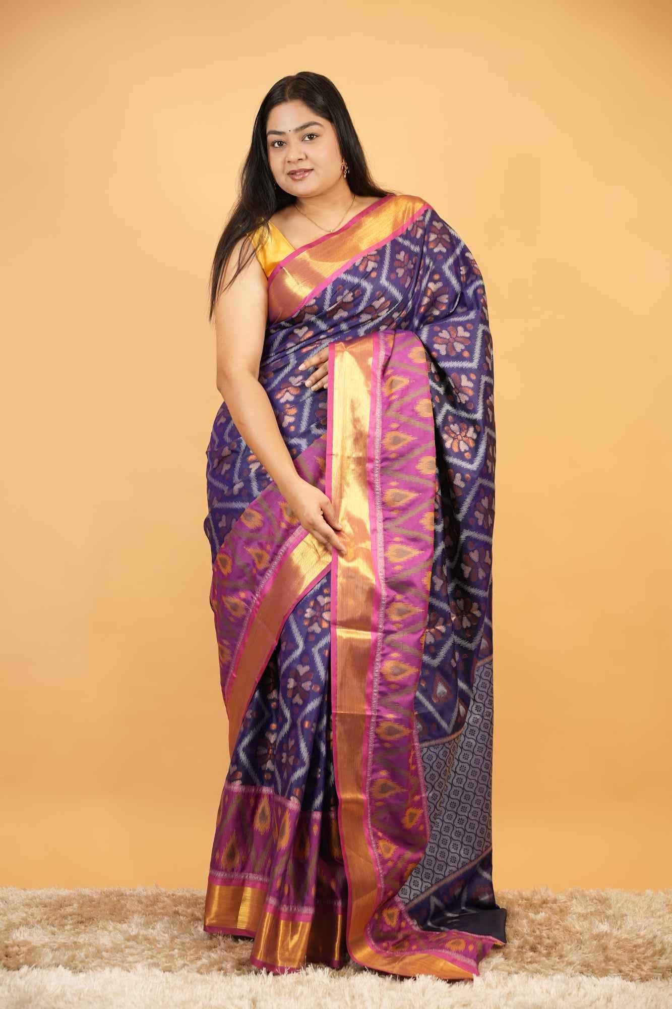 Patolla Cotton with Golden  Broder Ready To Wear Saree