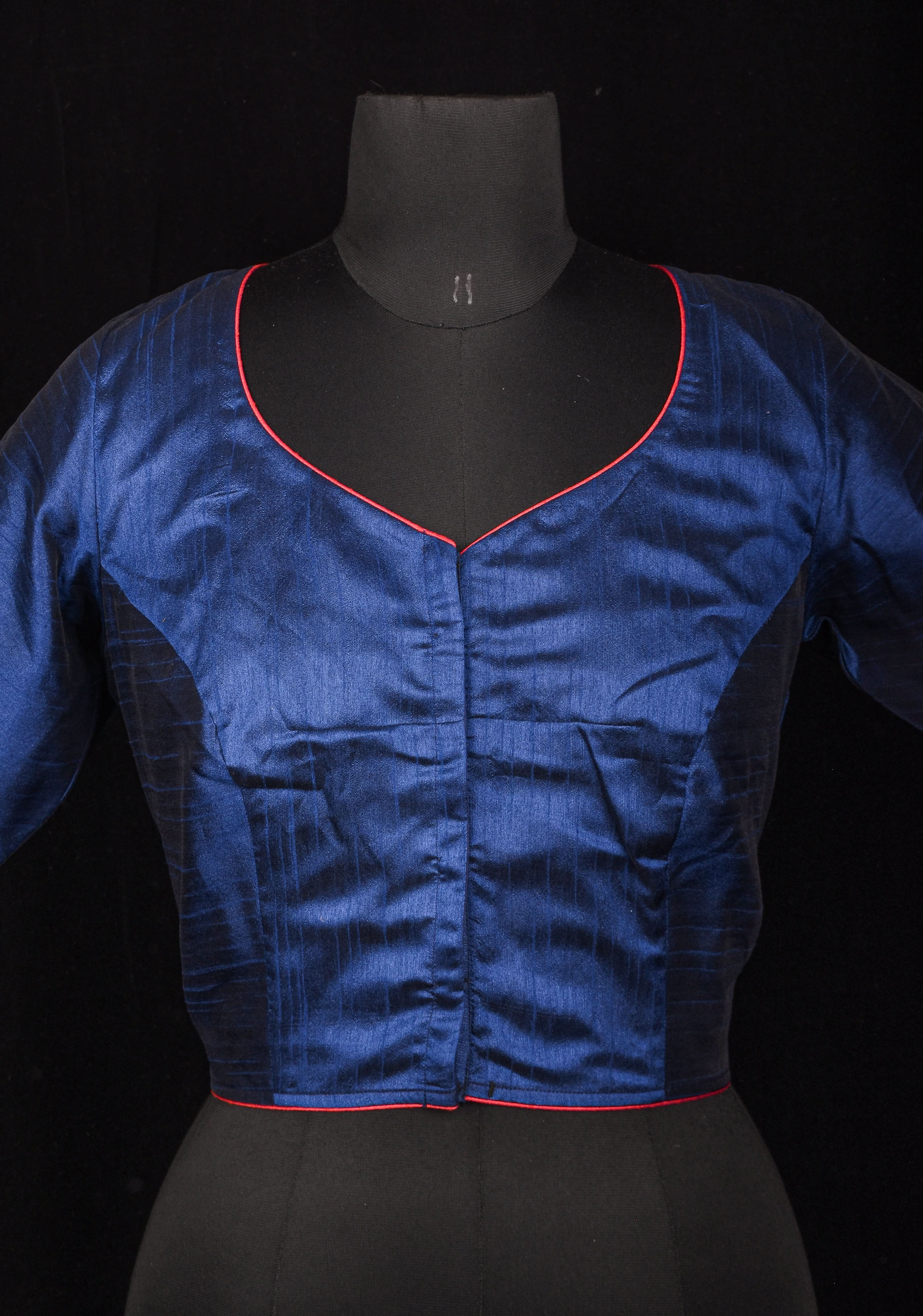 Size 42" Blue Krishna Hand Painted Blouse | Shobitam