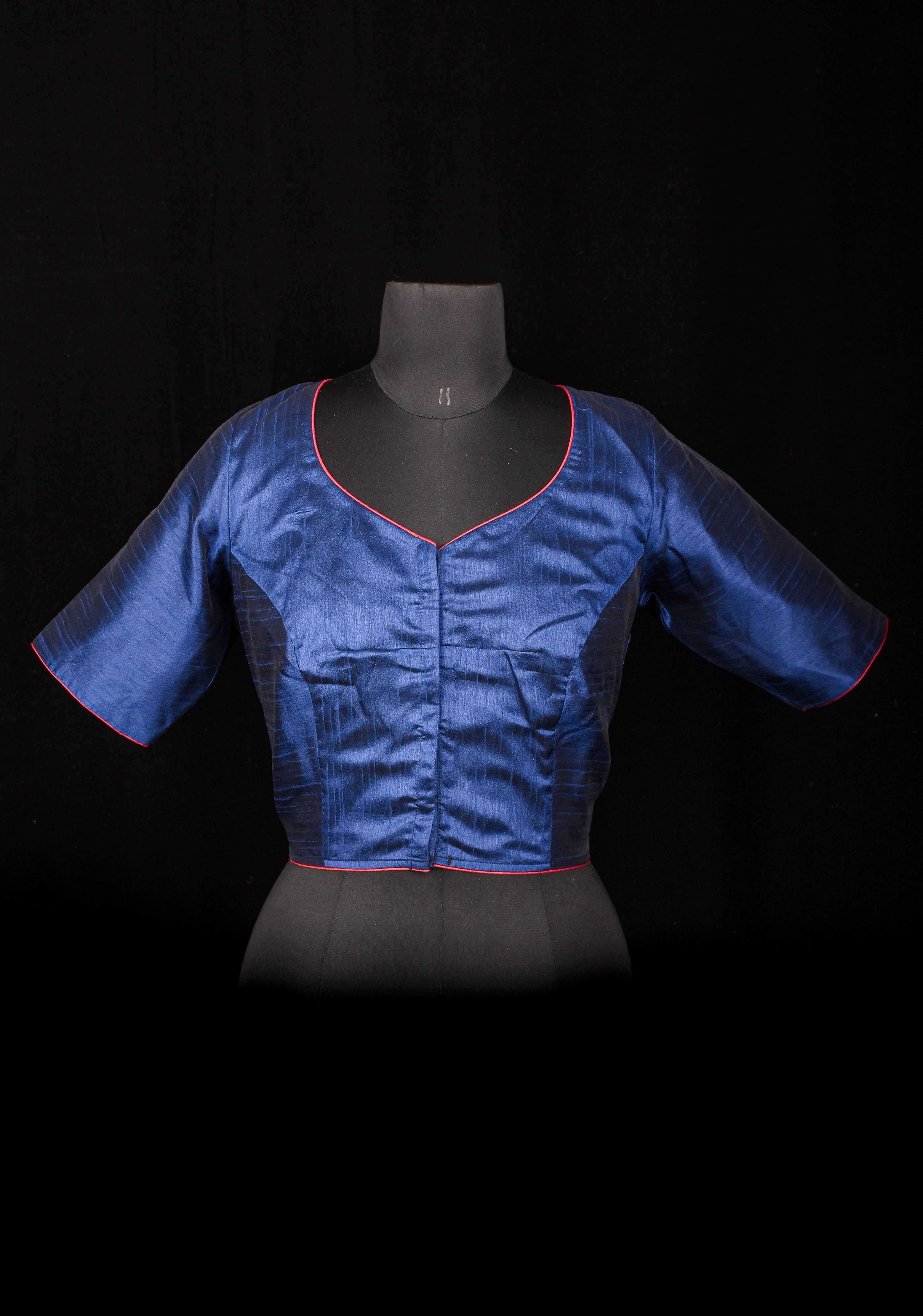 Size 42" Blue Krishna Hand Painted Blouse | Shobitam
