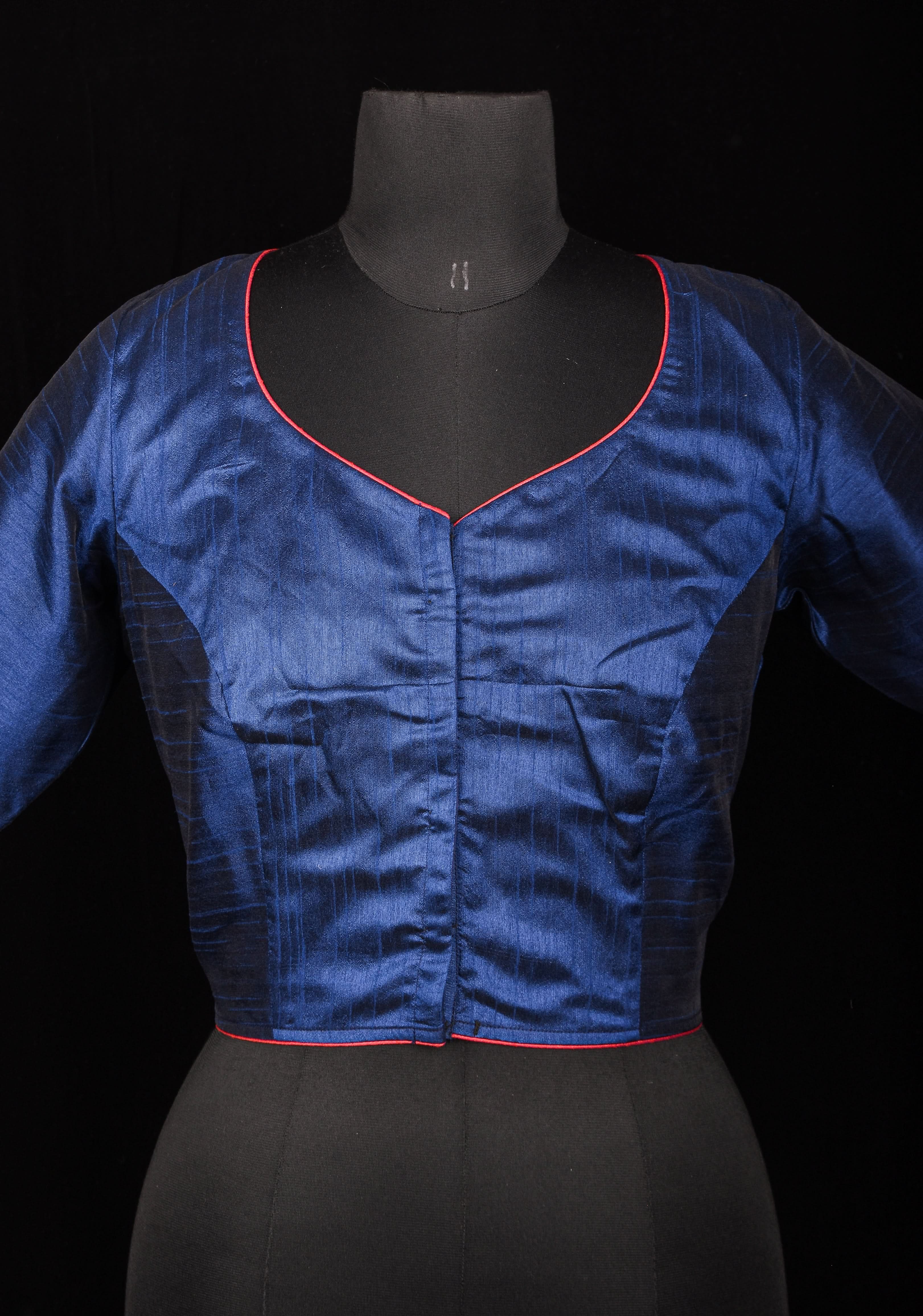 Size 42" Blue Krishna Hand Painted Blouse | Shobitam