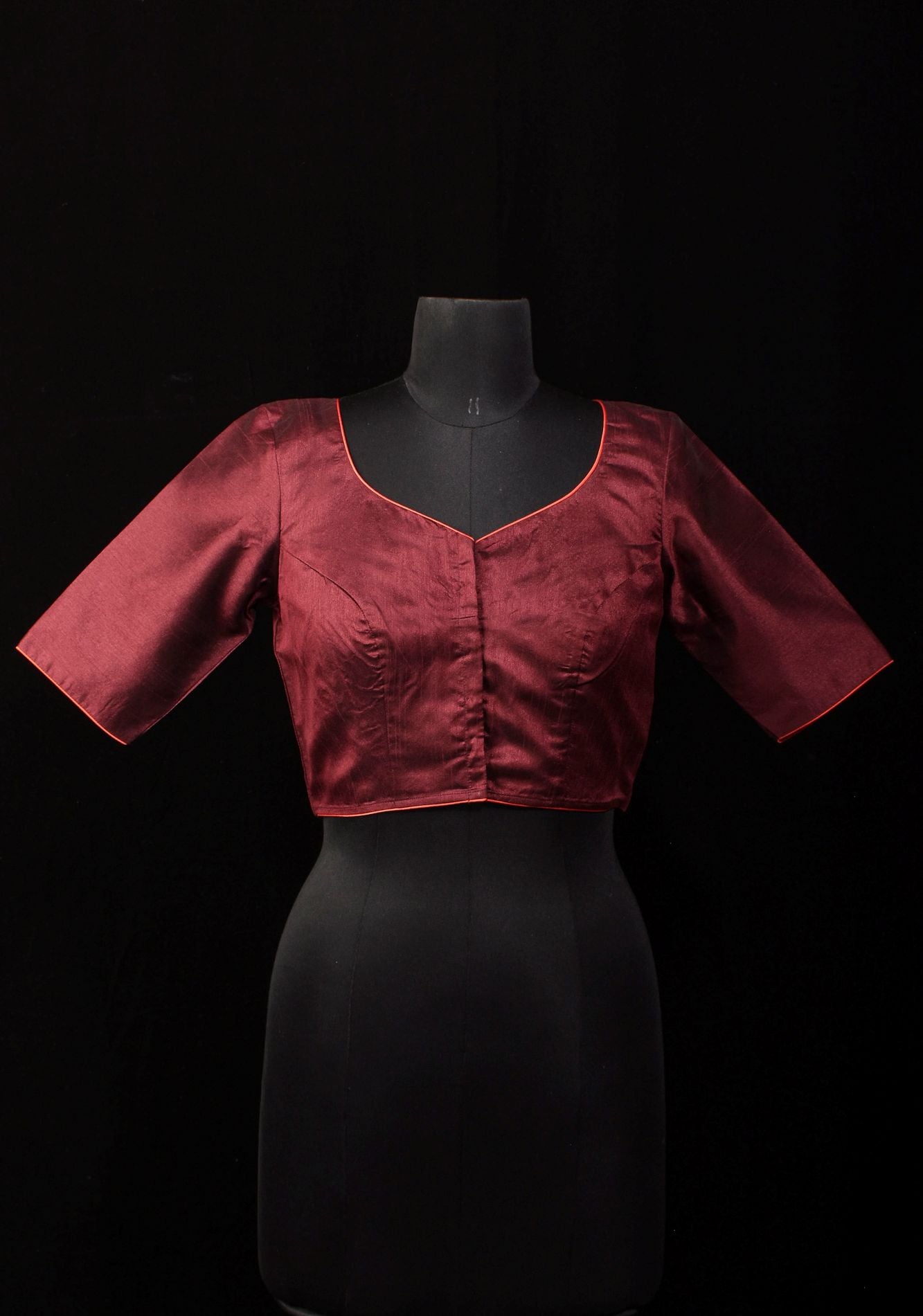 Size 36: Meditating Buddha - Authentic Hand painting on maroon semi silk blouse