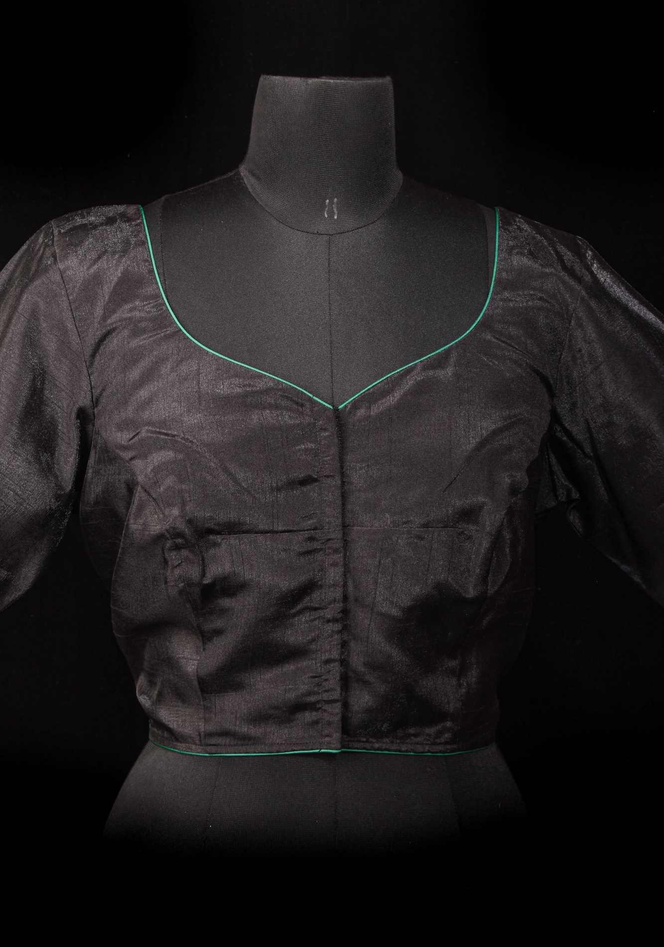 Floral - Authentic Hand painting on Black semi silk blouse