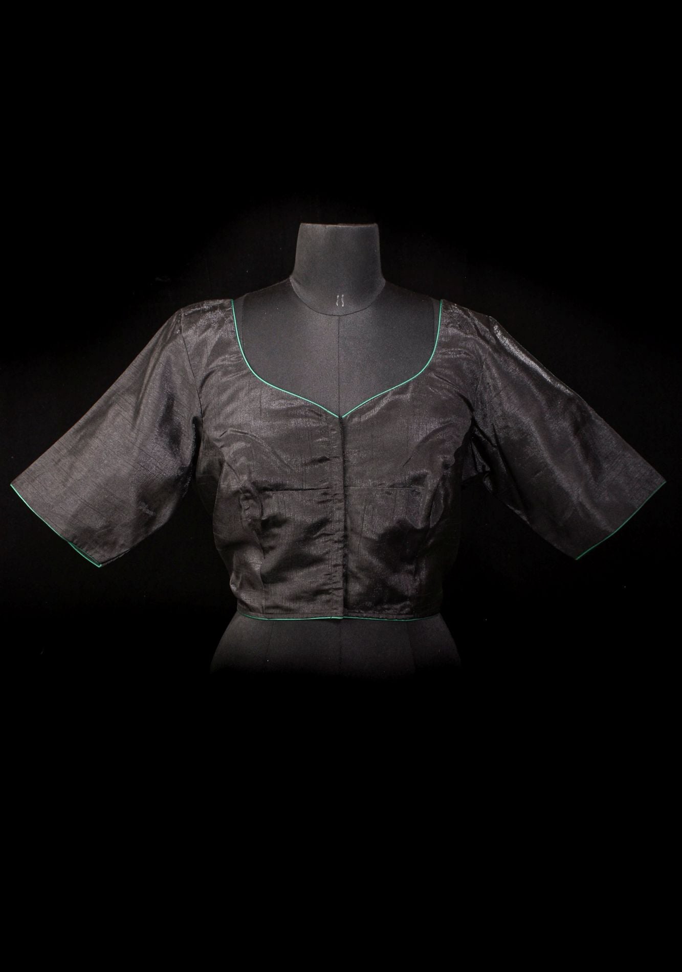 Floral - Authentic Hand painting on Black semi silk blouse