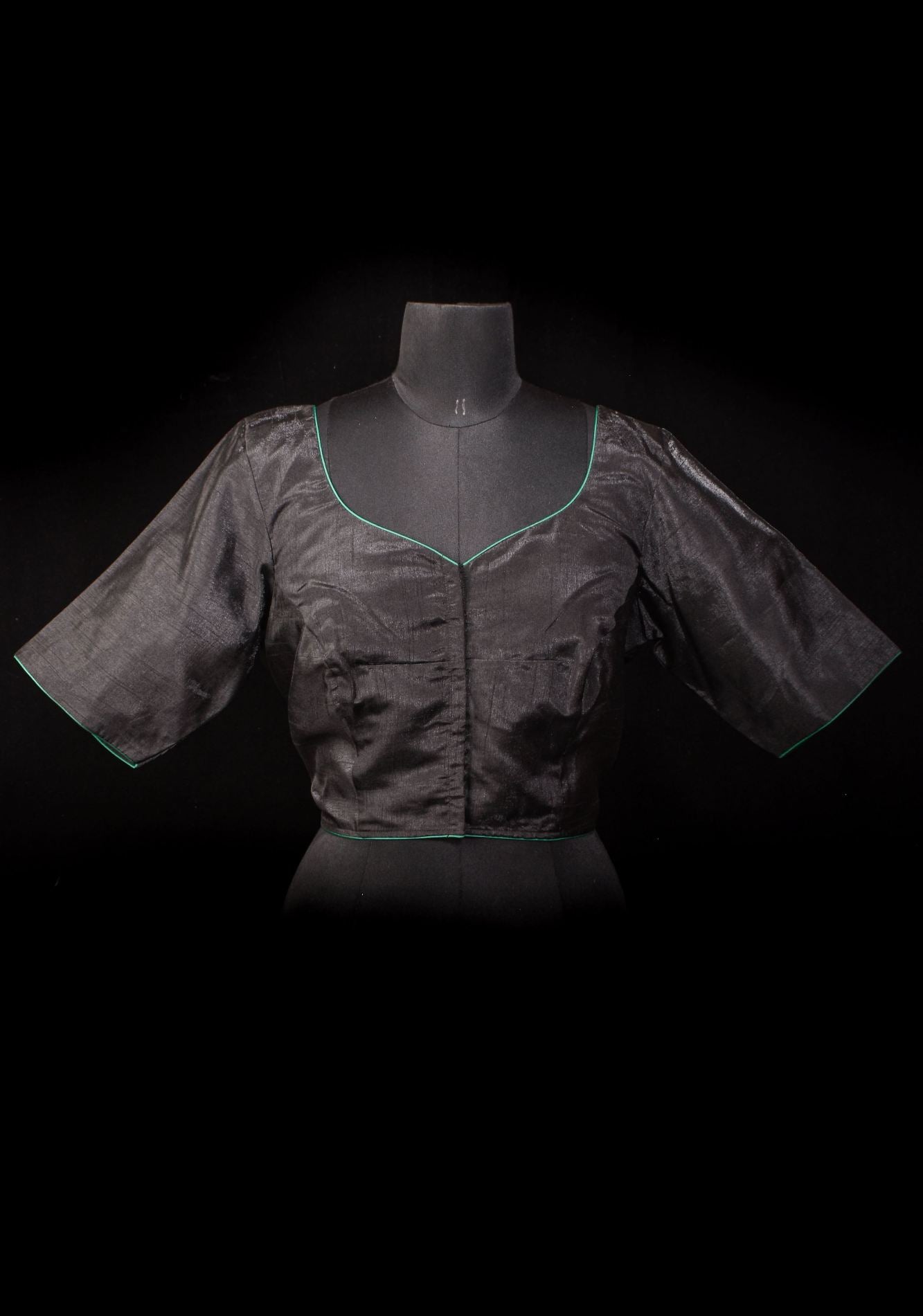 Floral - Authentic Hand painting on Black semi silk blouse