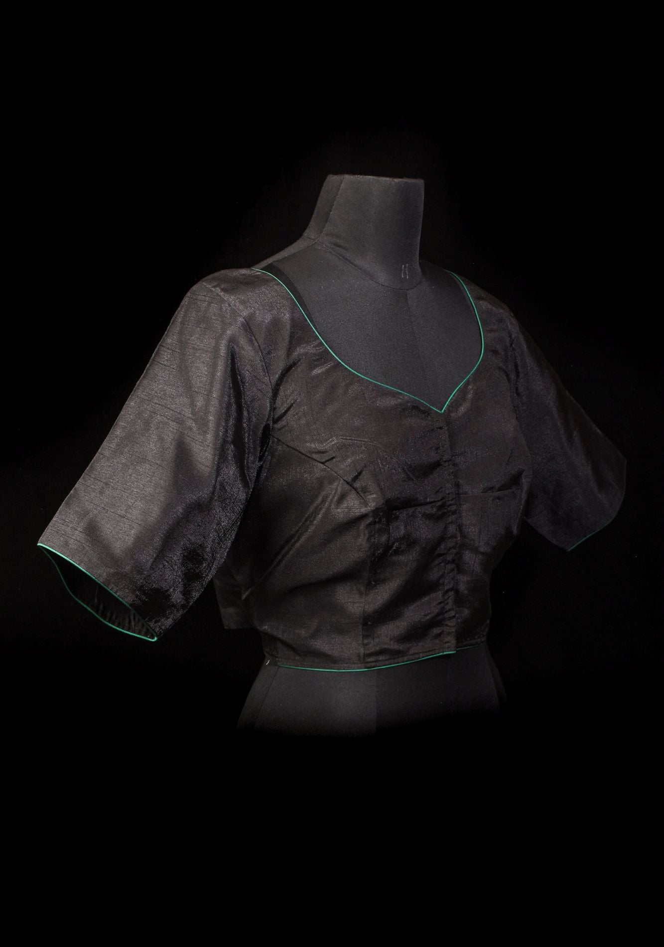 Floral - Authentic Hand painting on Black semi silk blouse