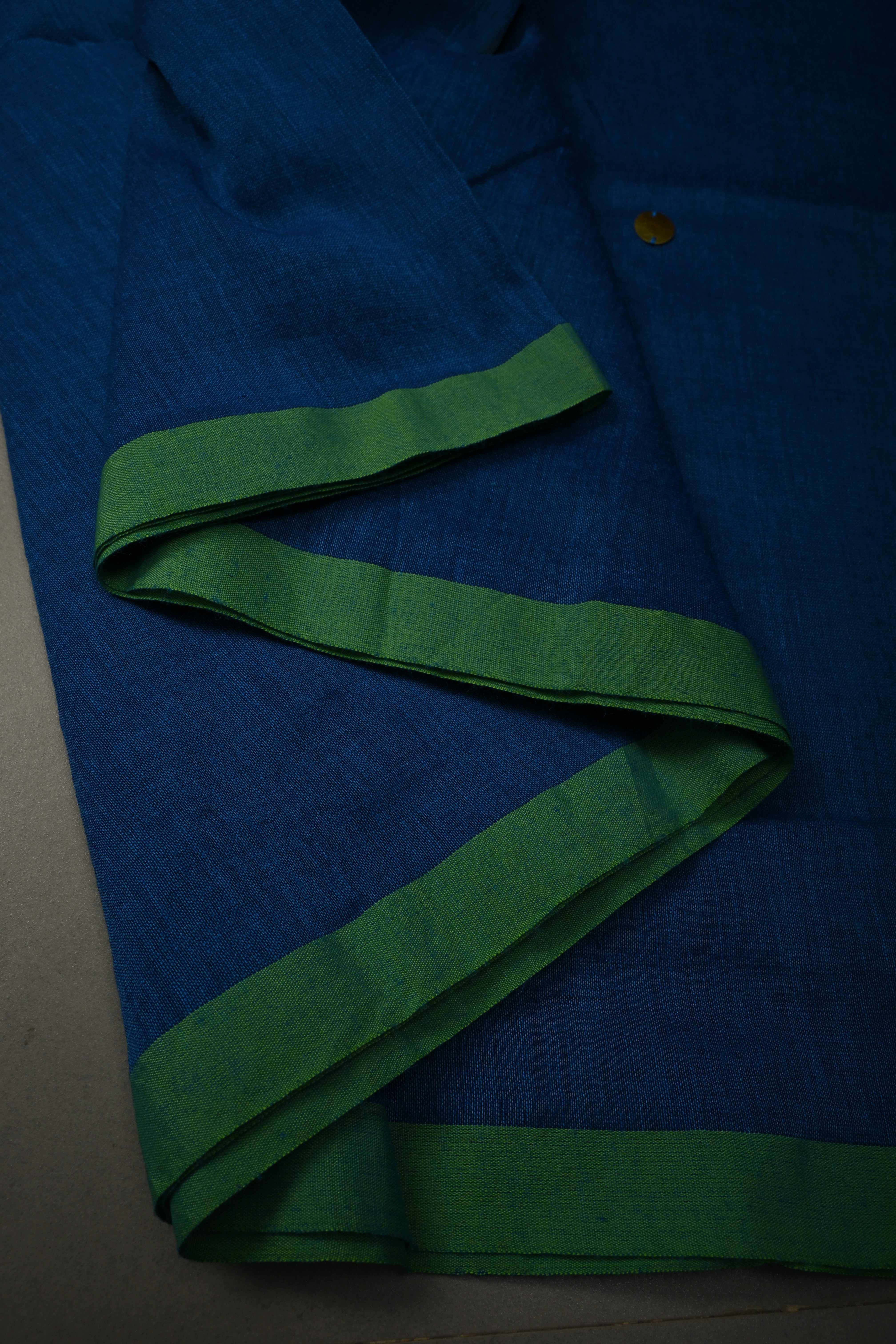 Royal Blue Mercerized Mul Cotton saree in With Tikki work and Long Tassels, No Blouse Piece | Shobitam