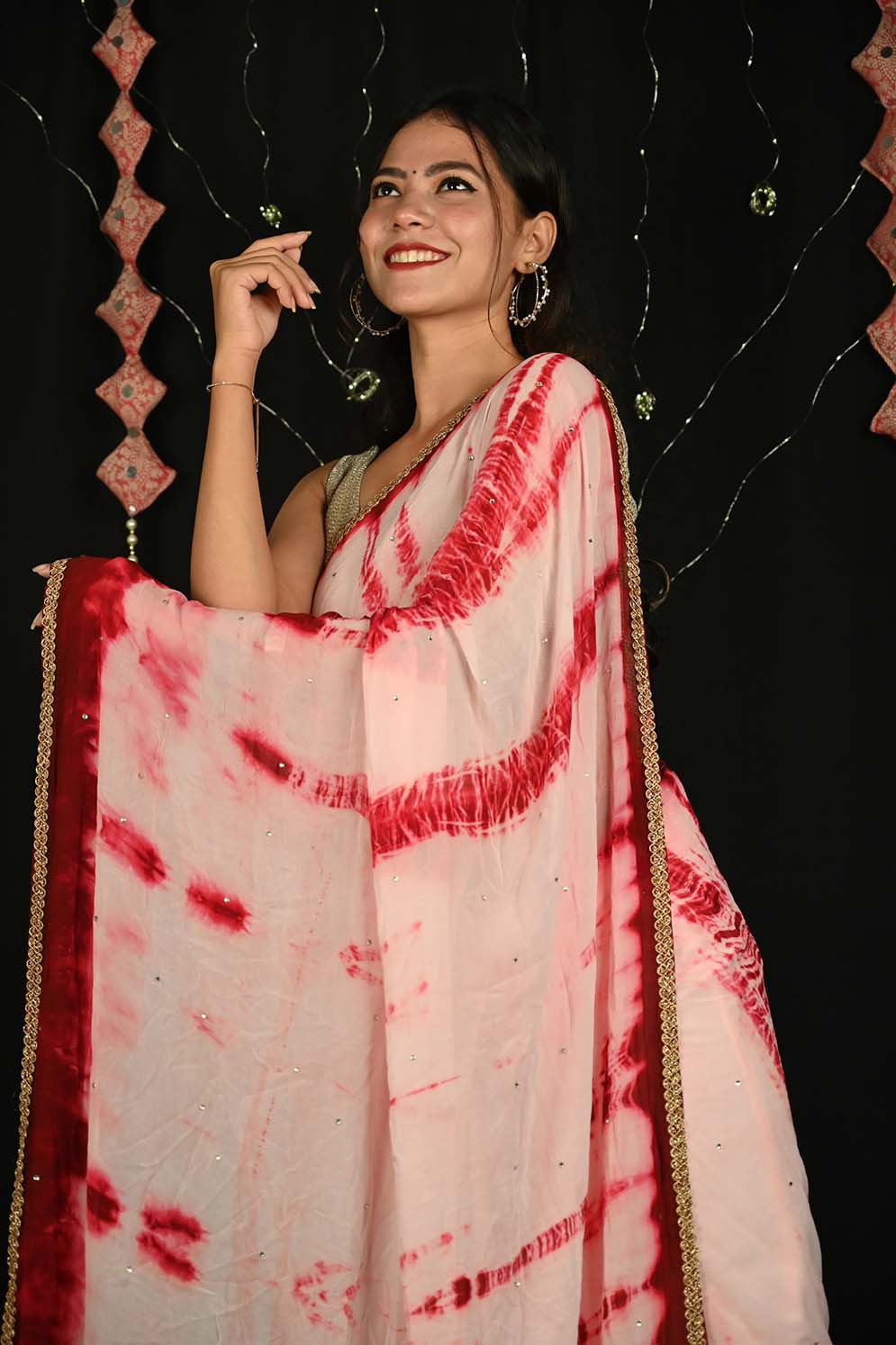 Ready to wear Tie And Dye Georgette with organic vegetable dye Wrap in 1 minute saree - Isadora Life