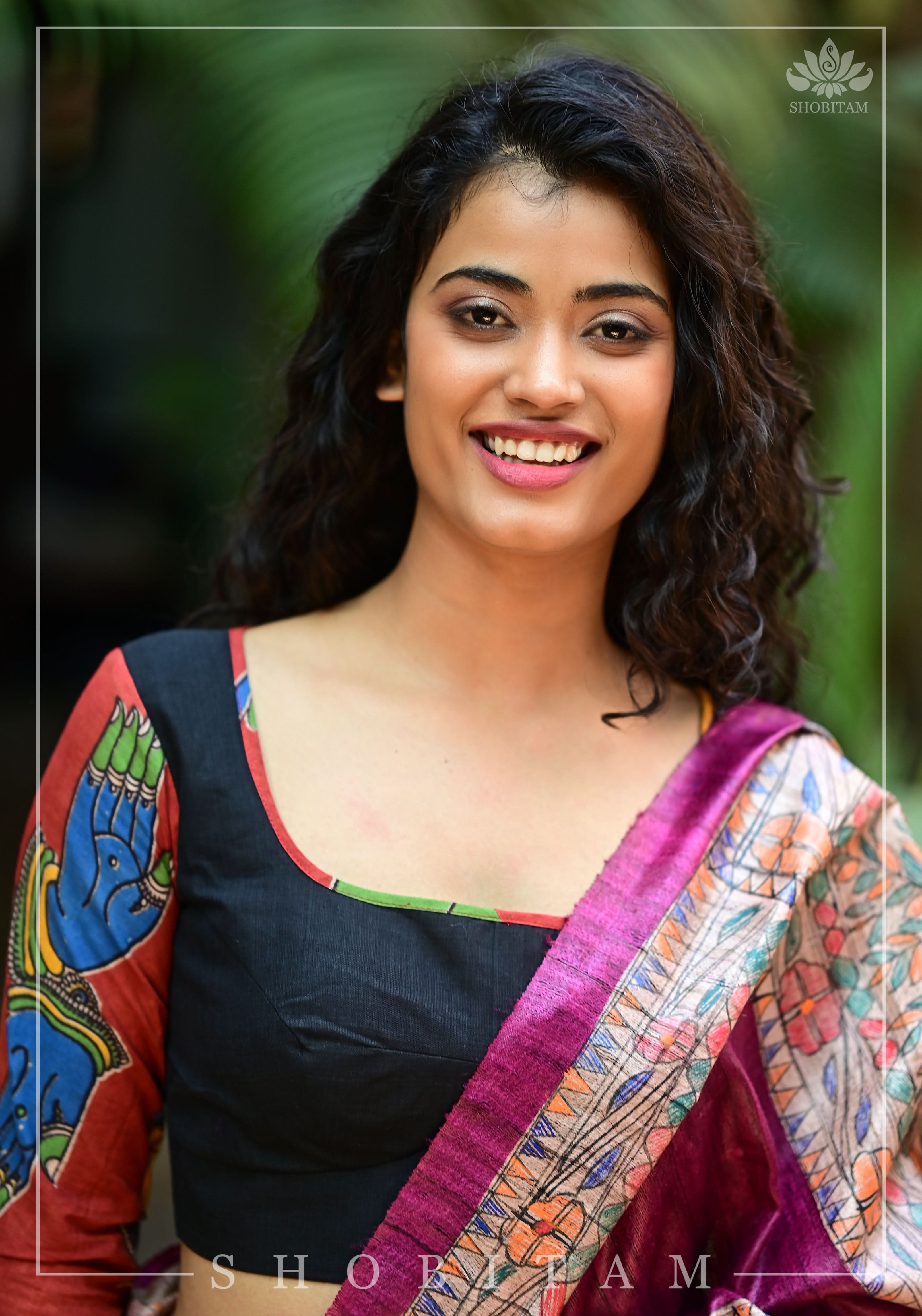 Kalamkari block print and mangalagiri cotton square back cutout, full sleeves blouse | Shobitam