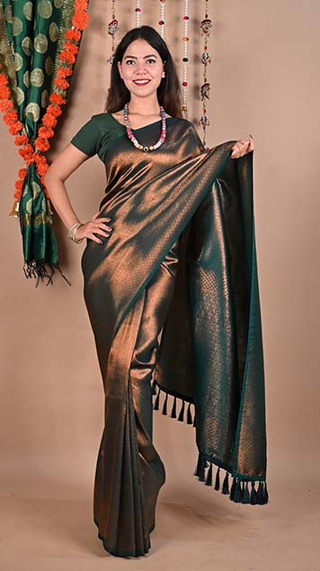 Ready To Wear Georgette Kanjeevaram With Ethnic Motif And Woven Detailed  Border & Ornate Pallu  Wrap in 1 minute saree - Isadora Life