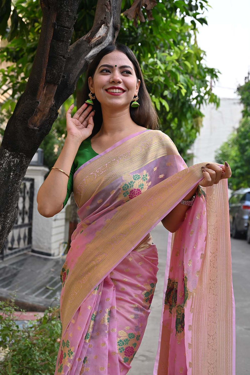 Ready to Wear  Dybal Banarasi with Zari and Resham Woven Wrap in 1 minute saree - Isadora Life