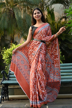 Ready To Wear Floss Japan Satin  Over all printed   Wrap in 1 minute saree - Isadora Life