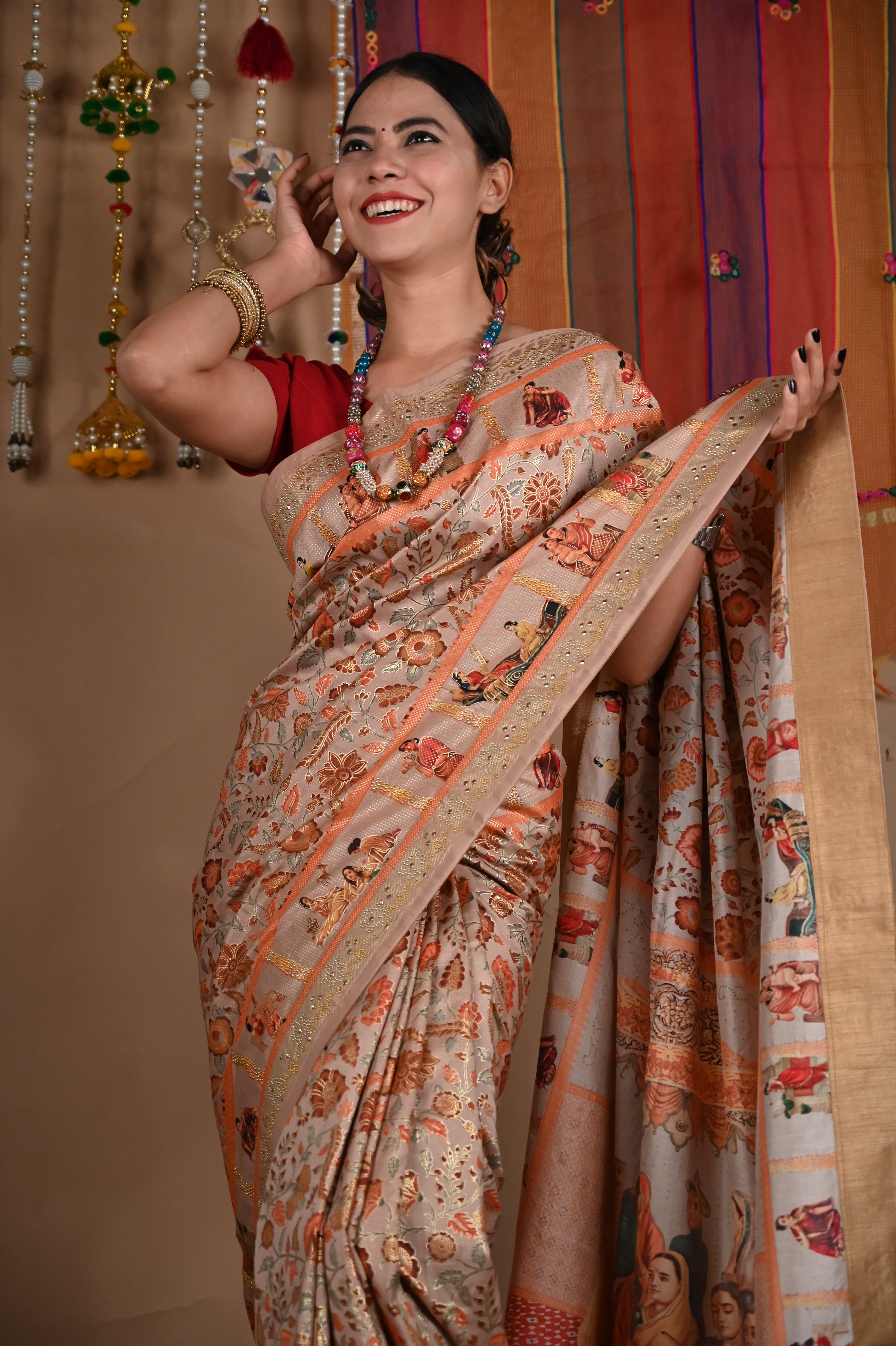 Hand Painted Madhubani Tussar Silk Saree – Neerya