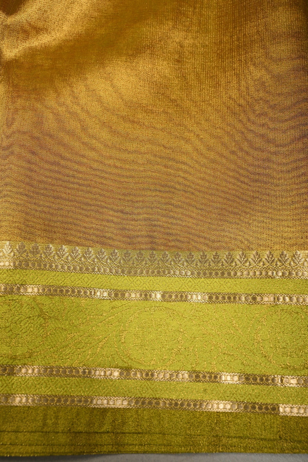 Pink Gold Tissue Semi Silk Saree with  Contrast Zari Border | SHOBITAM