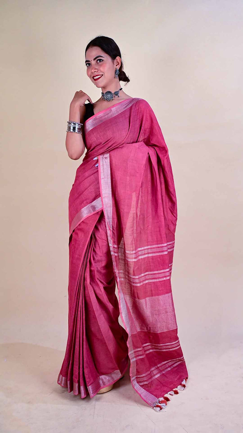 Purple linen plain classy wrap in 1 minute saree - Isadora Life