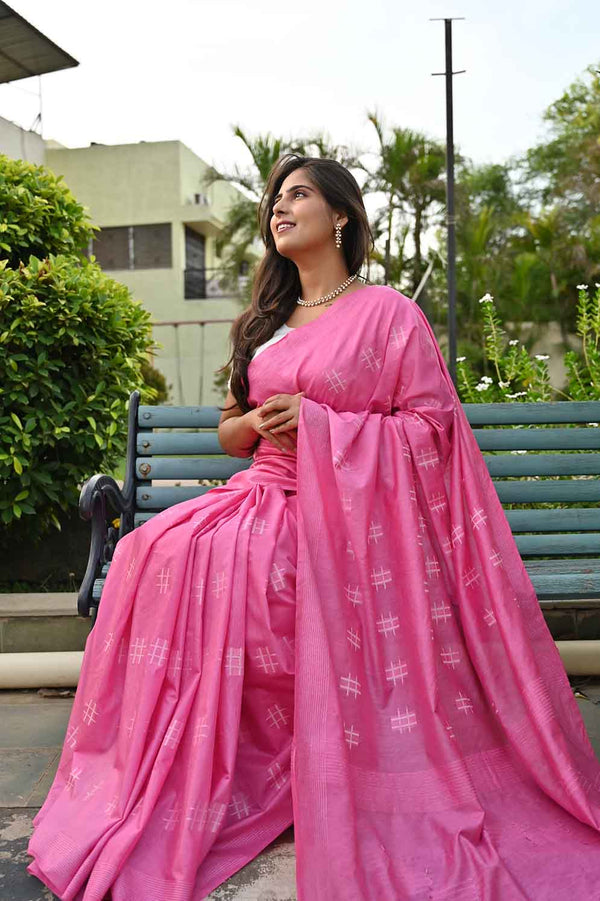 Ready to wear Bhagalpuri Cotton silk one minute ready made saree and readymade blouse - Isadora Life